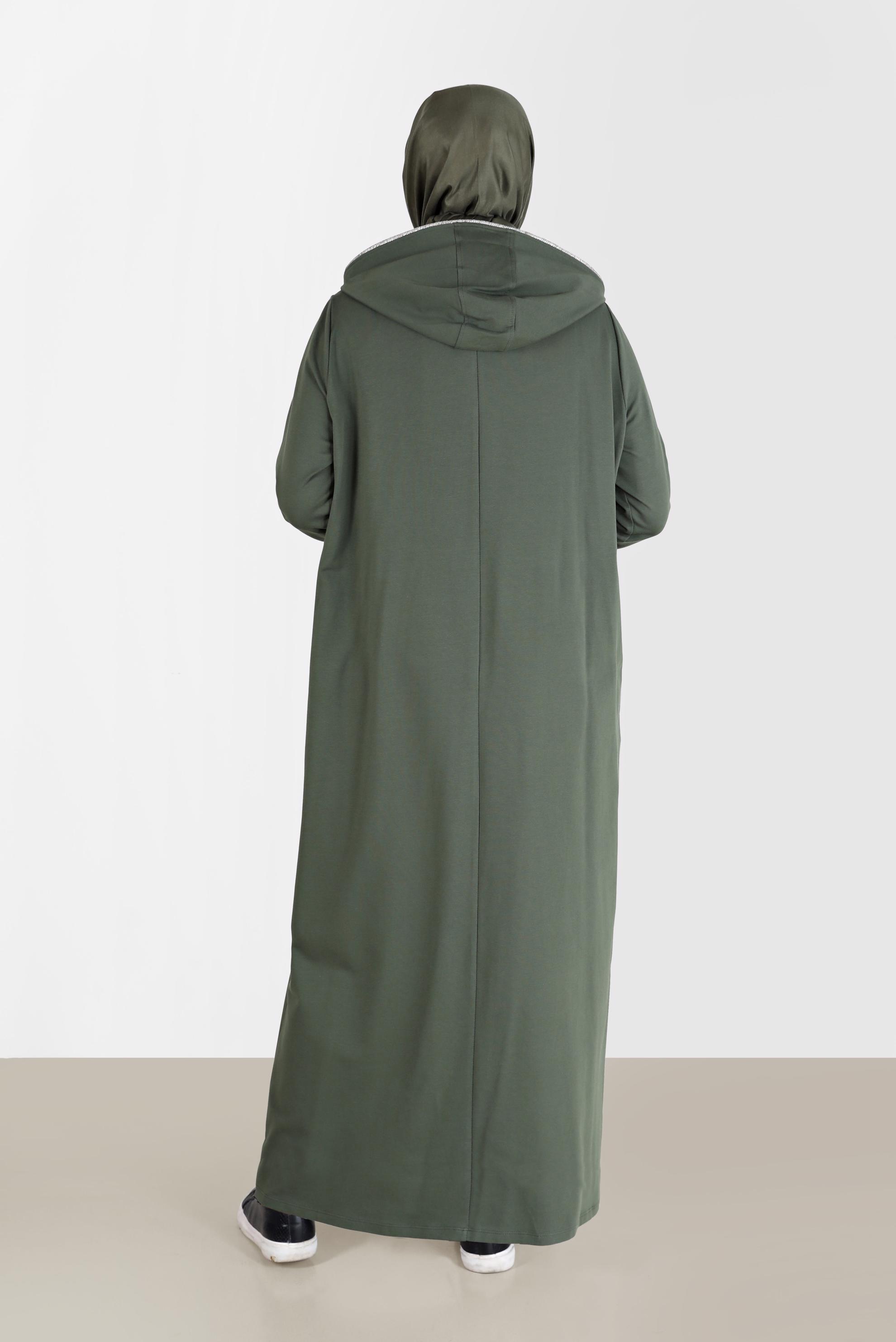 Hijab clothing KHAKI GEM DETAIL ZIPPERED TRACKSUIT TUNIC 41651 