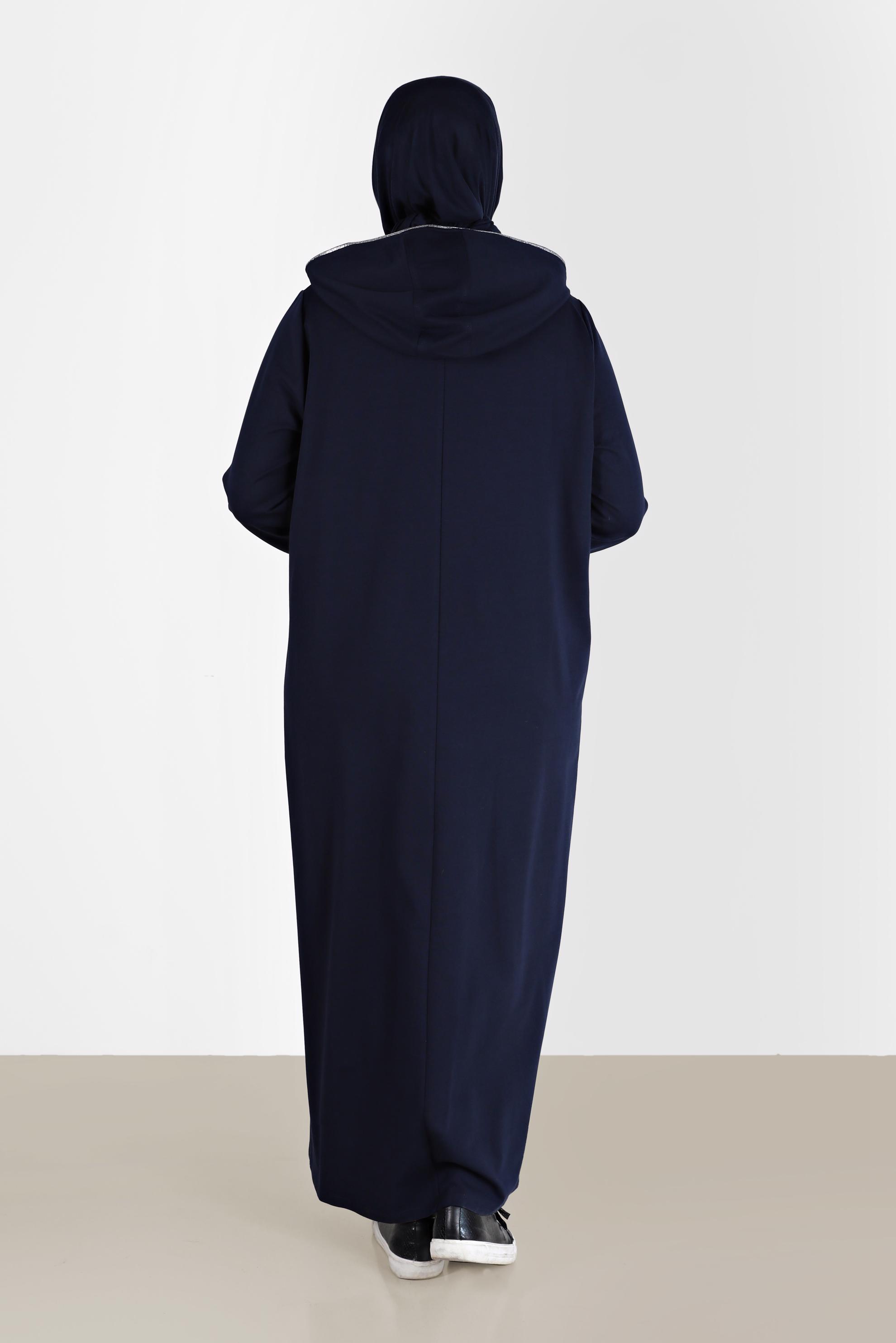 Tesettür giyim LACİVERT TAŞ DETAYLI FERMUARLI EŞOFMAN TUNİK 41651 