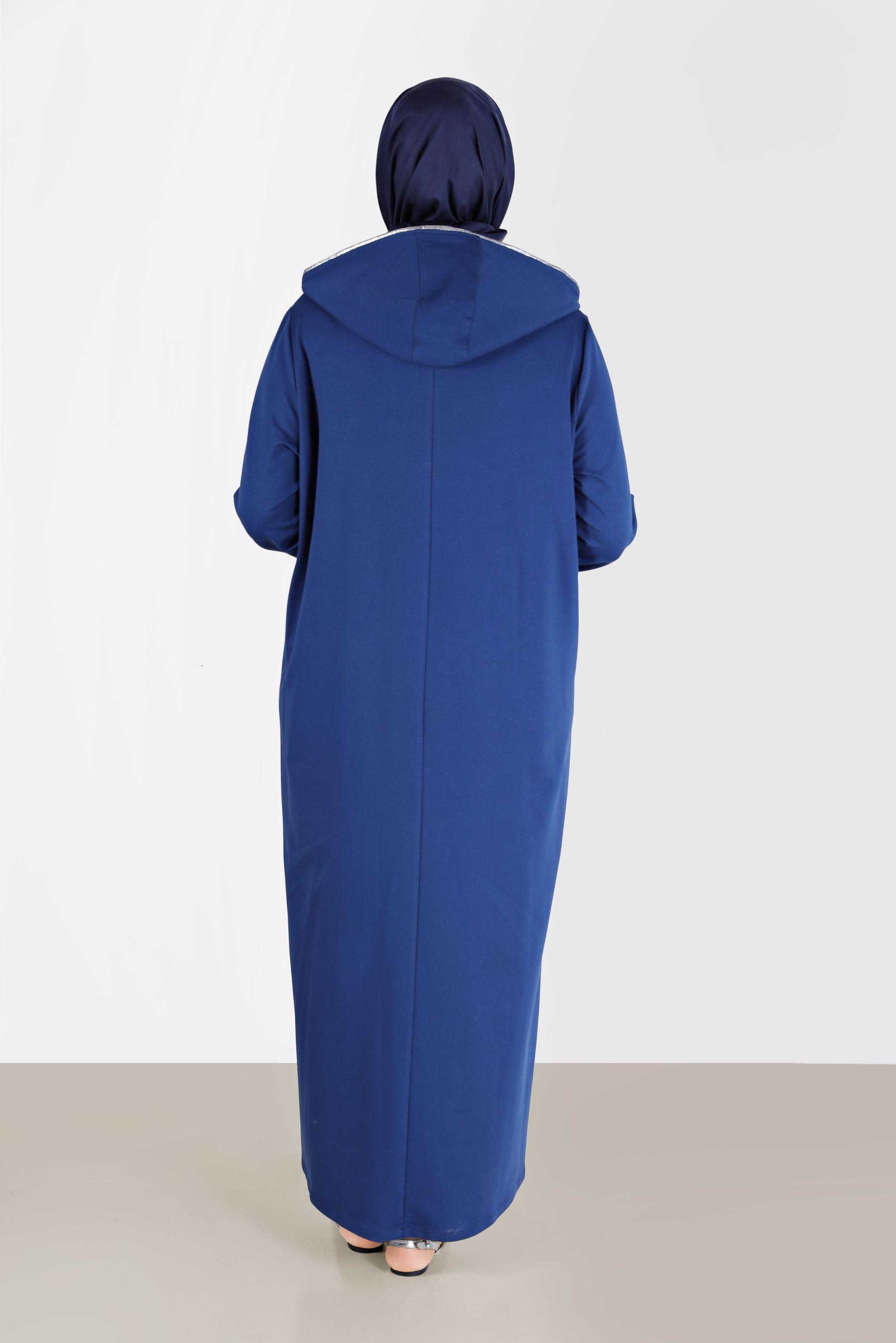 Hijab clothing NAVY BLUE GEM DETAIL ZIPPERED TRACKSUIT TUNIC 41651 