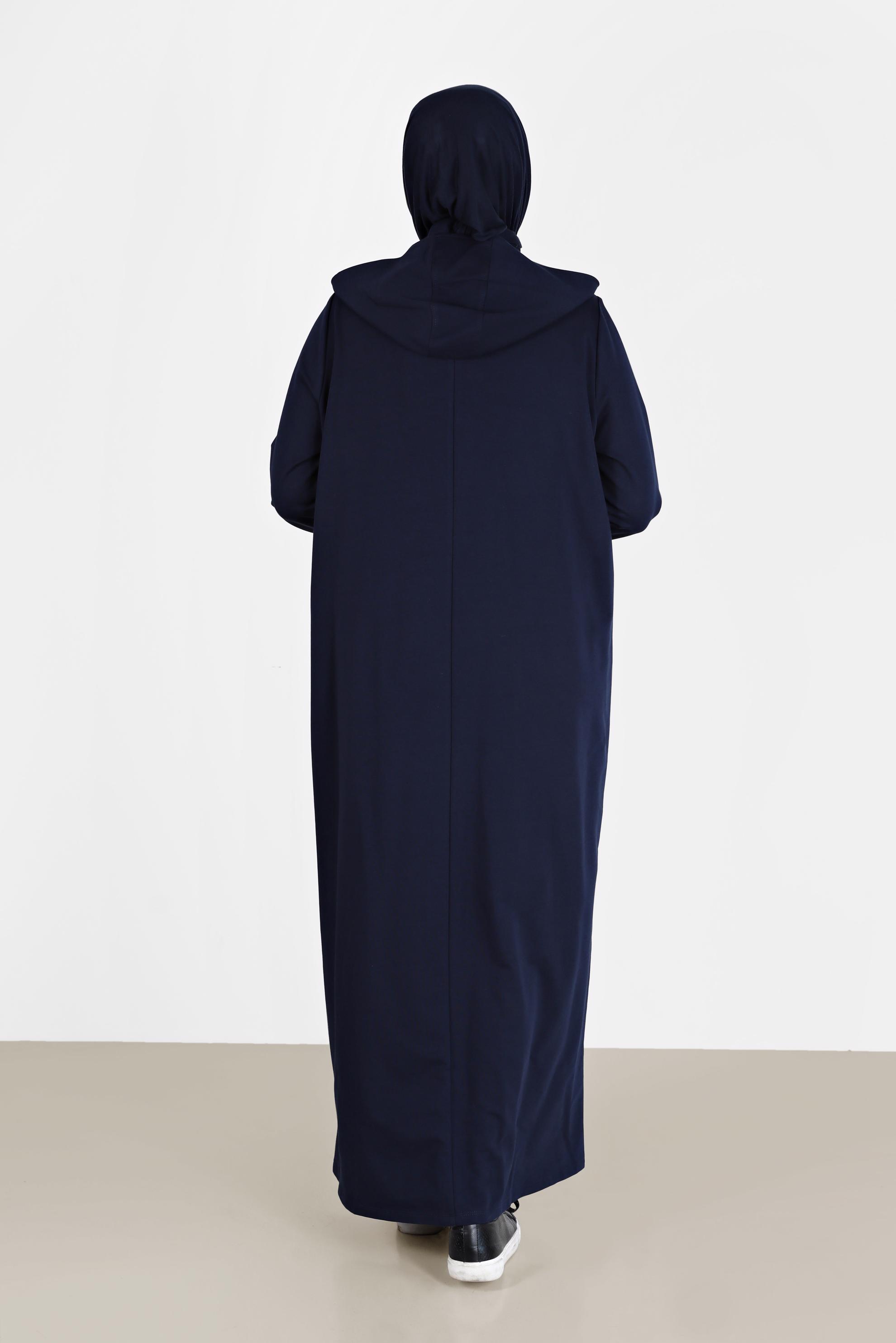 Tesettür giyim LACİVERT TAŞ BASKILI FERMUARLI EŞOFMAN TUNİK 41673 