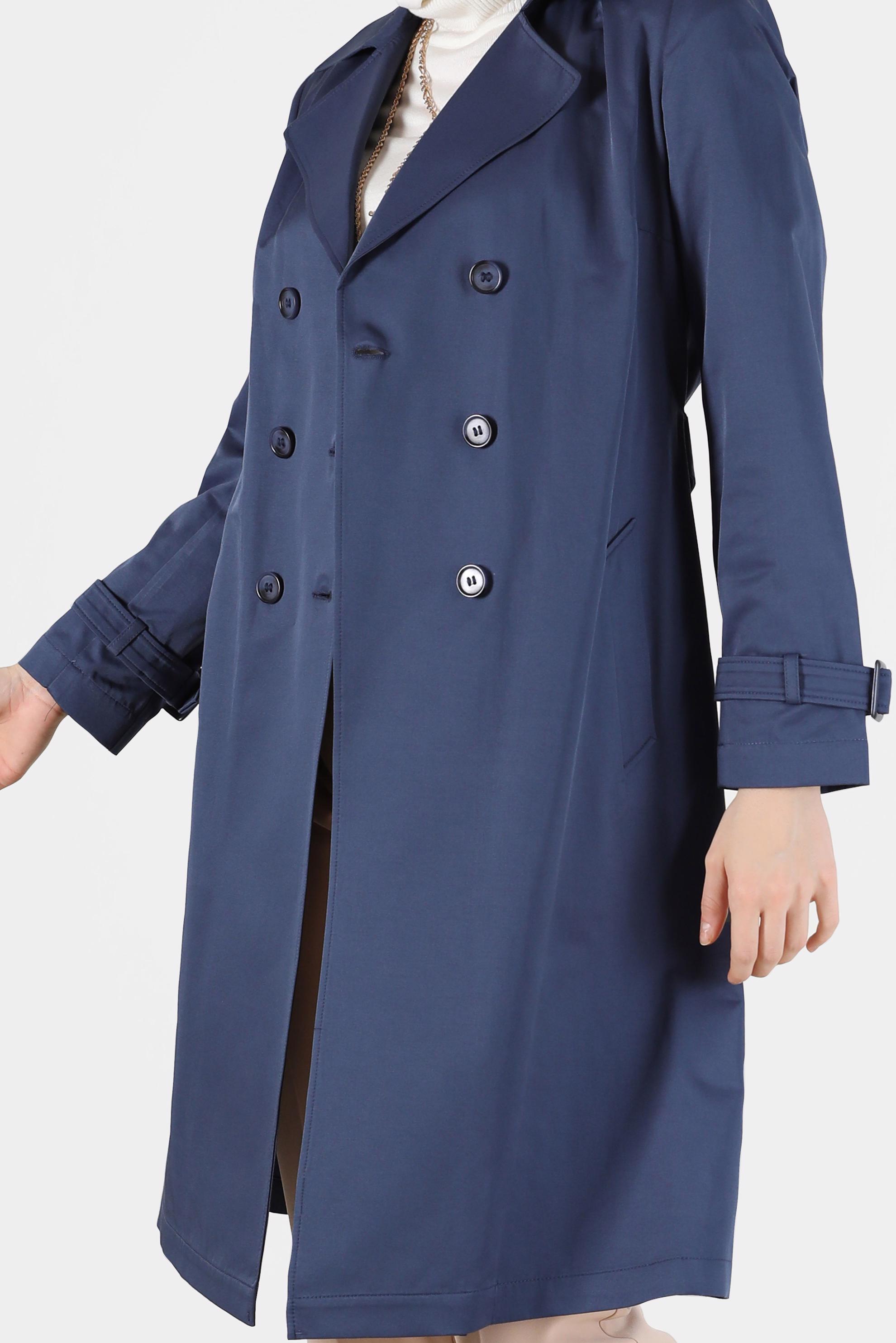 Tesettür giyim LACİVERT PAMUKLU DÜĞMELİ TRENÇKOT 10410