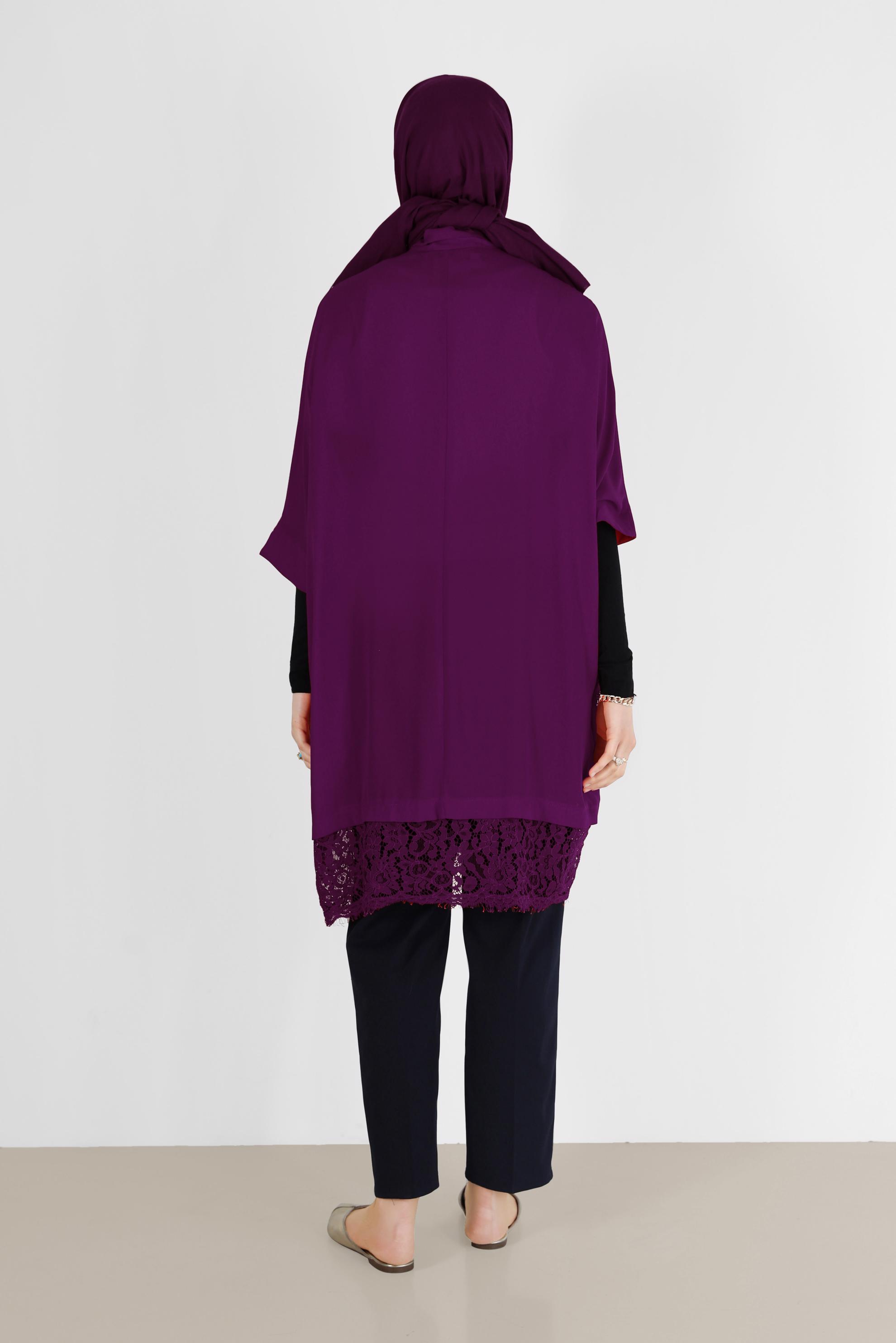 Tesettür giyim MÜRDÜM ETEK UCU GÜPÜR DETAYLI TUNİK 4122 