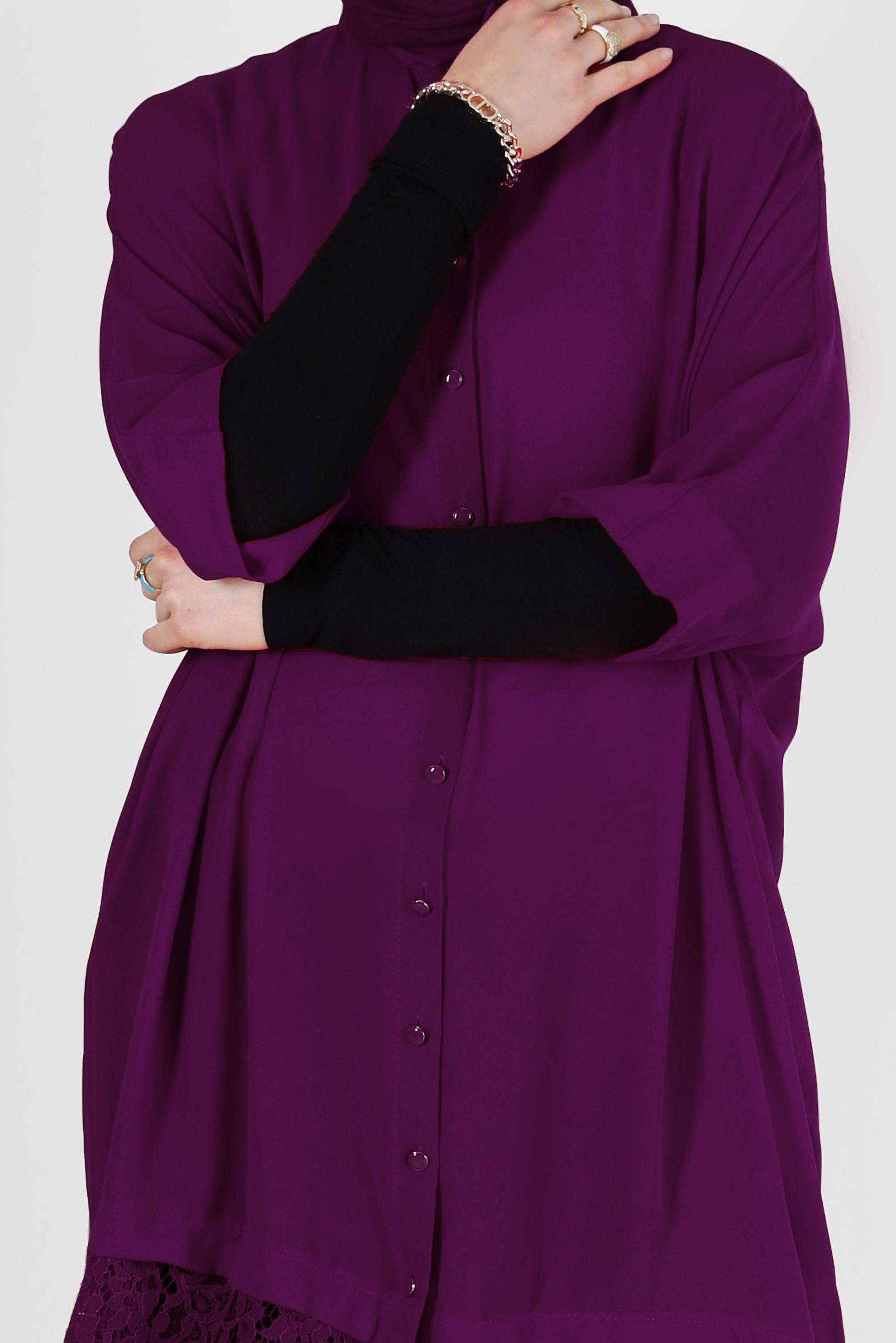 Tesettür giyim MÜRDÜM ETEK UCU GÜPÜR DETAYLI TUNİK 4122 