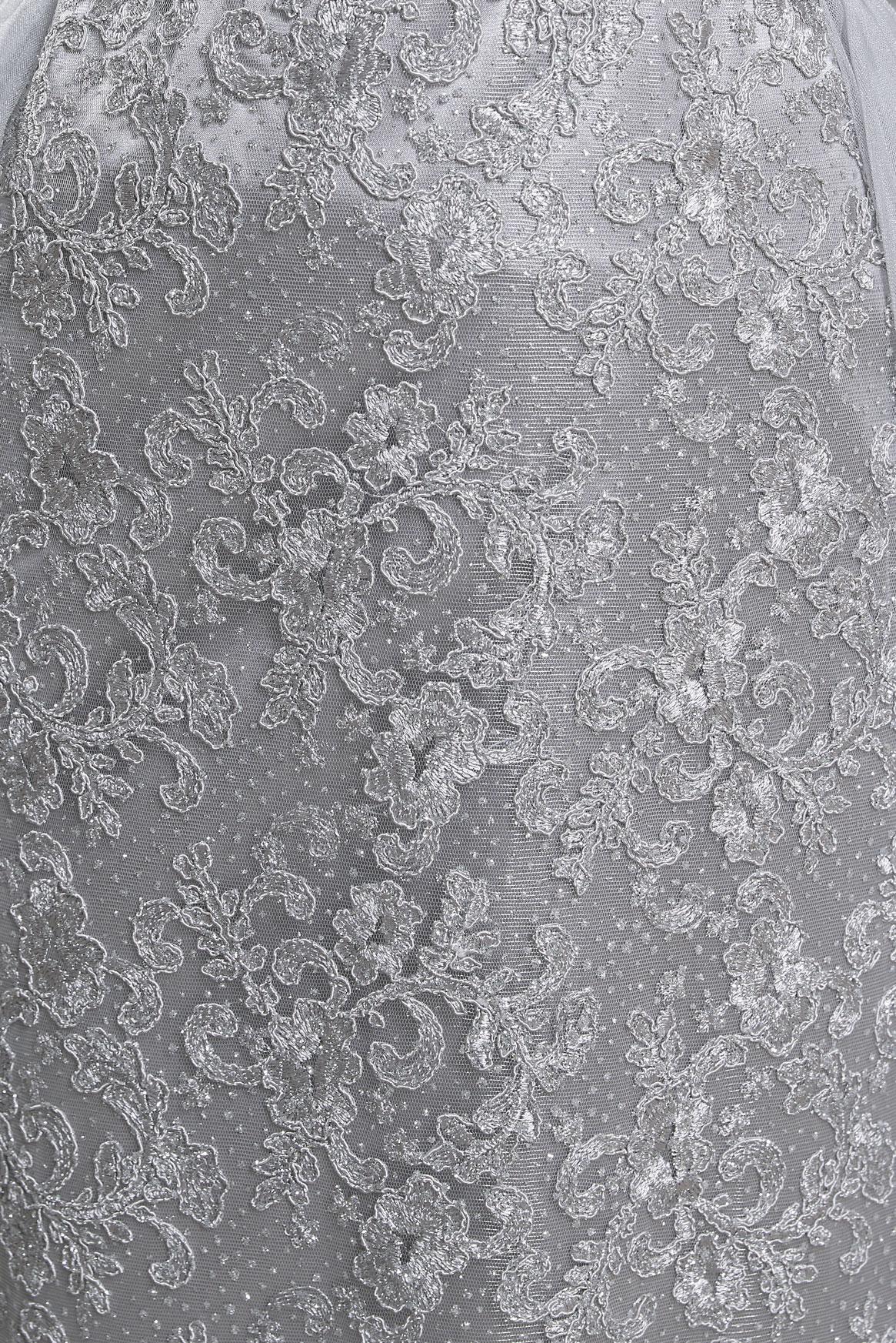 Tesettür giyim GRİ GÜPÜR DETAYLI ABİYE ELBİSE 50010