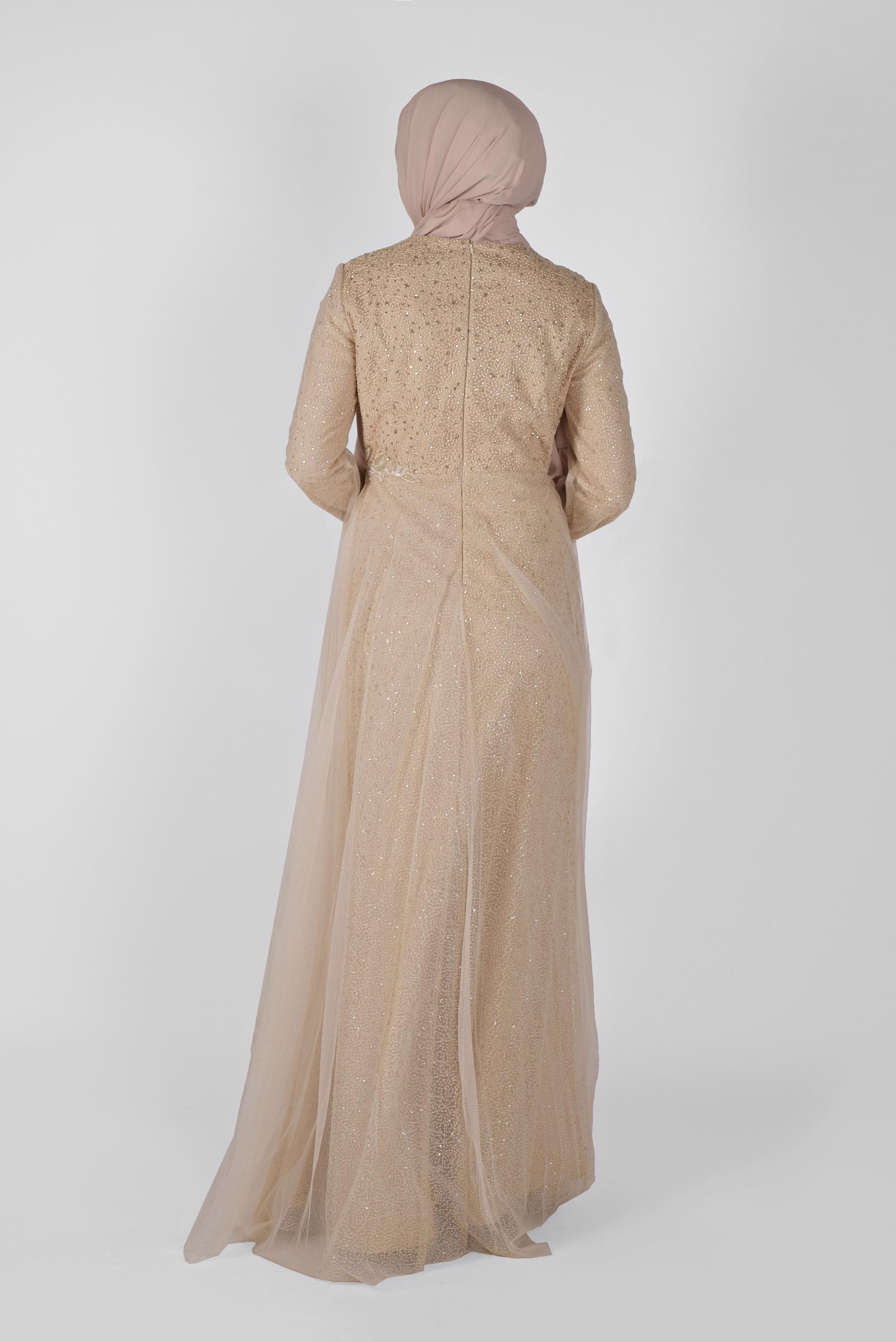 Tesettür giyim ALTIN TAŞLI ABİYE ELBİSE 50036