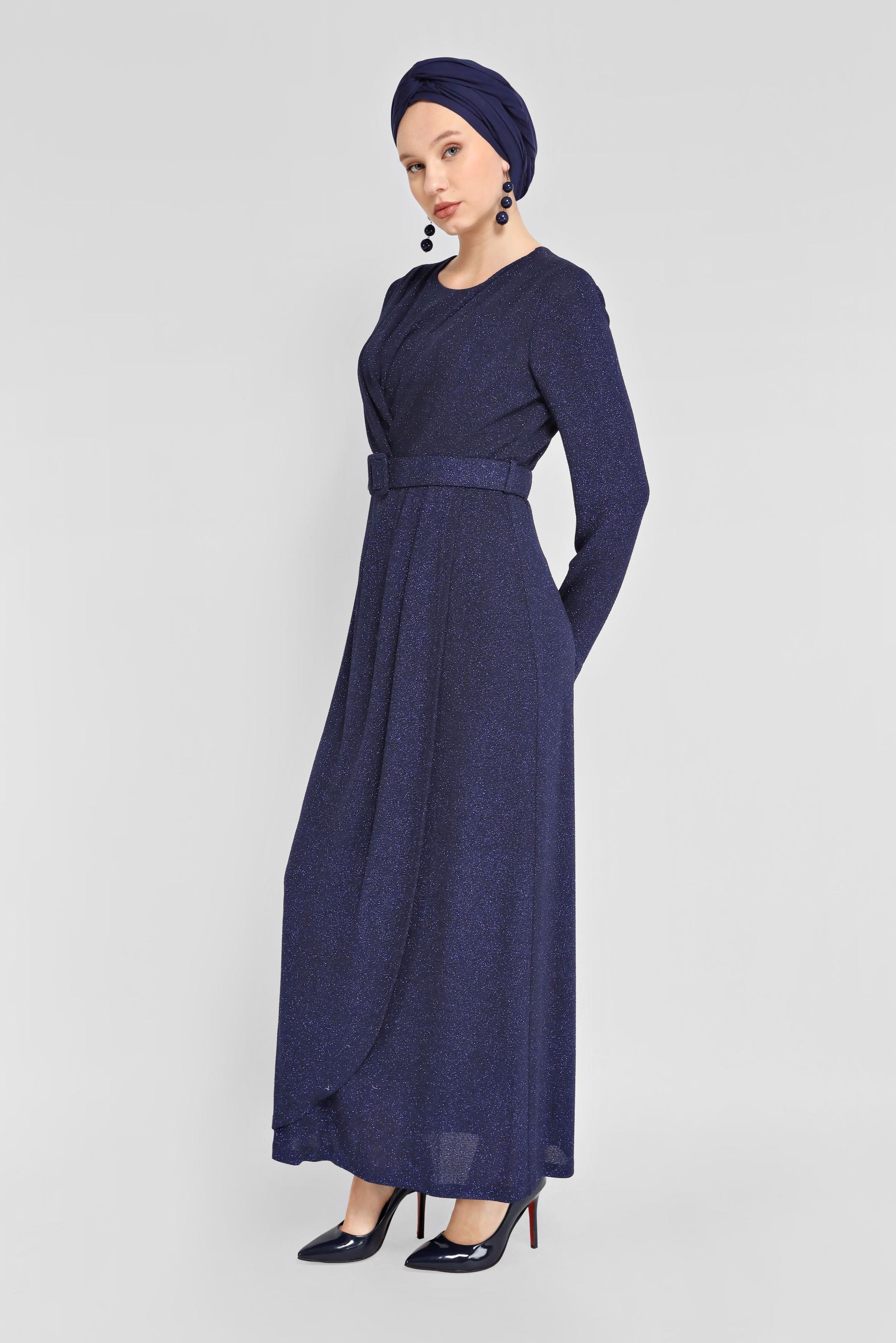 Tesettür giyim LACİVERT SİMLİ ABİYE 50043-1 