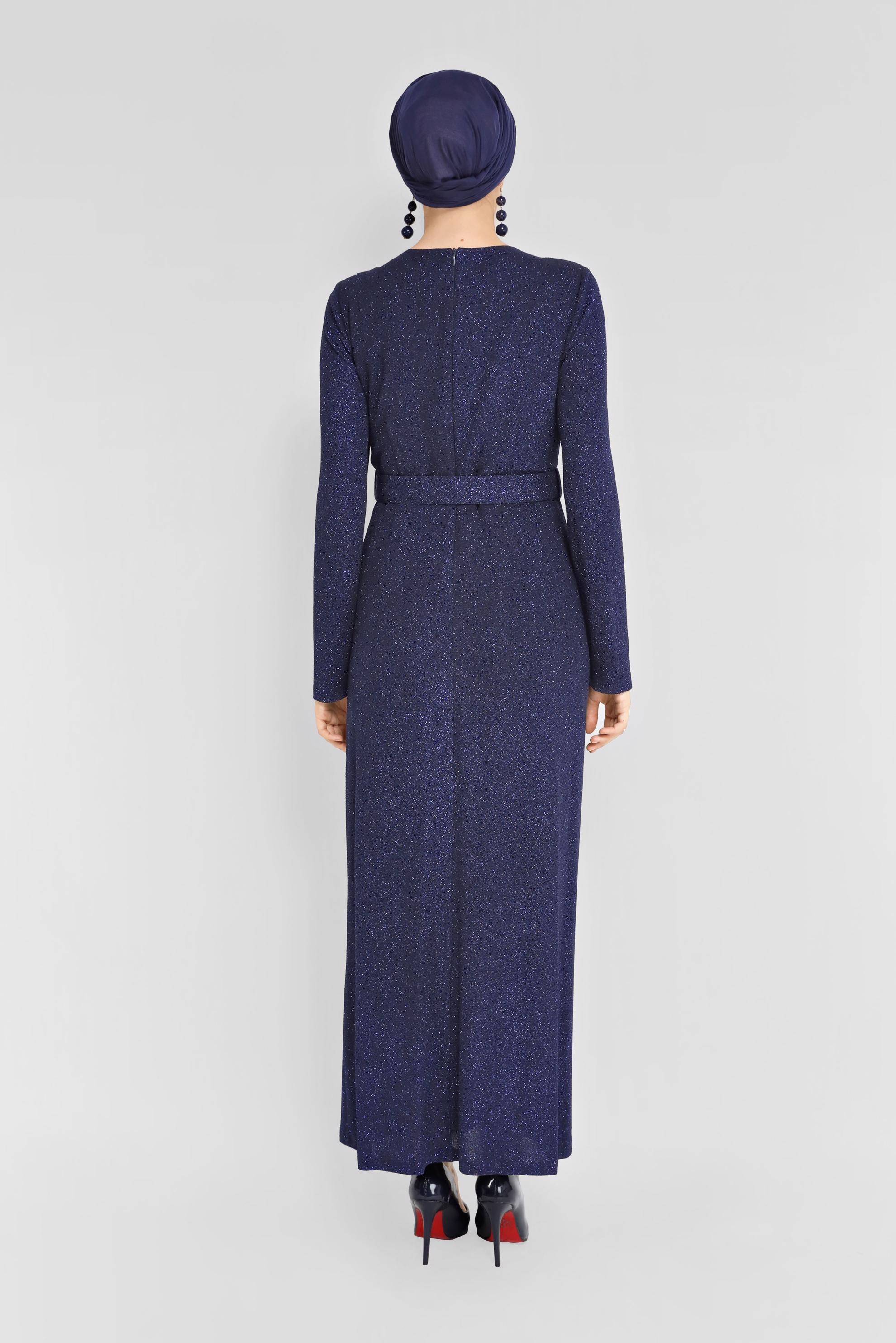 Tesettür giyim LACİVERT SİMLİ ABİYE 50043-1 