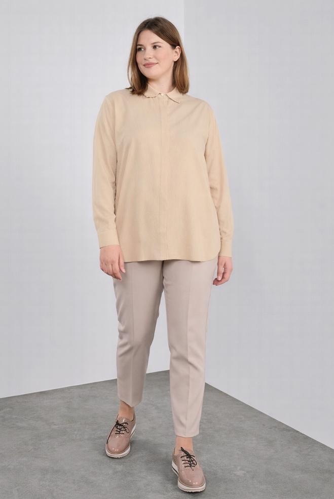 Hijab clothing BEIGE HIDDEN-BUTTONED BLOUSE 20038  - ALVİNA