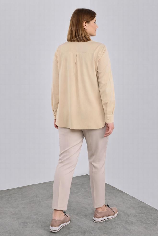 Hijab clothing BEIGE HIDDEN-BUTTONED BLOUSE 20038  - ALVİNA