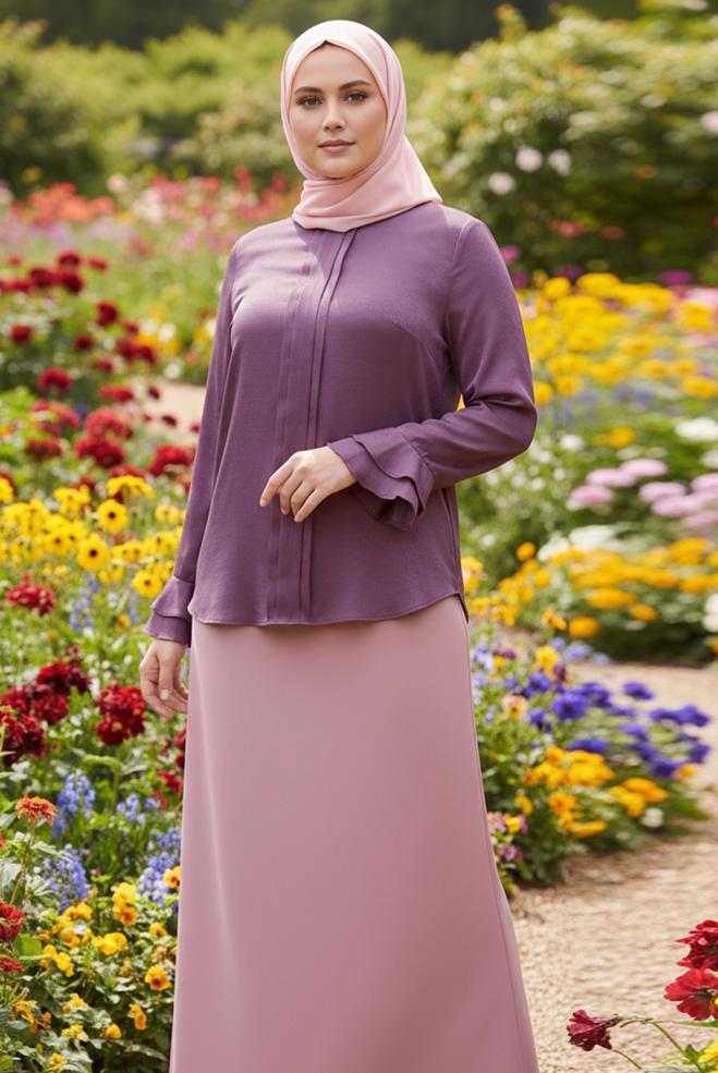 Vêtements hijab POURPRE CHEMISIER À RUCHÉ 20039  - ALVİNA