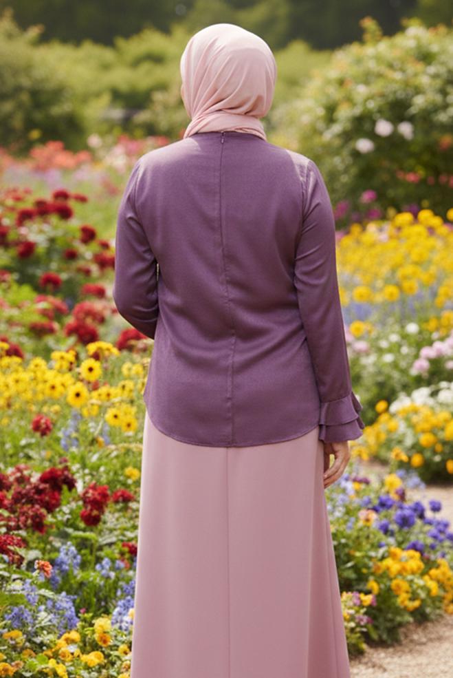 Vêtements hijab POURPRE CHEMISIER À RUCHÉ 20039  - ALVİNA