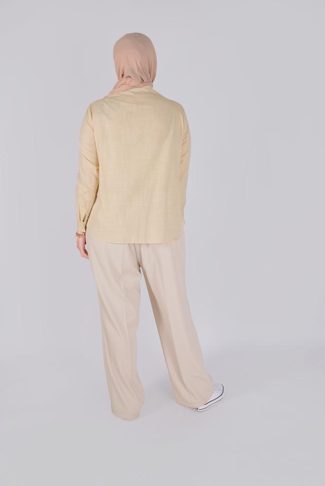 Vêtements hijab BRUN CHEMISIER EN COTON BRODÉ 20048  - ALVİNA