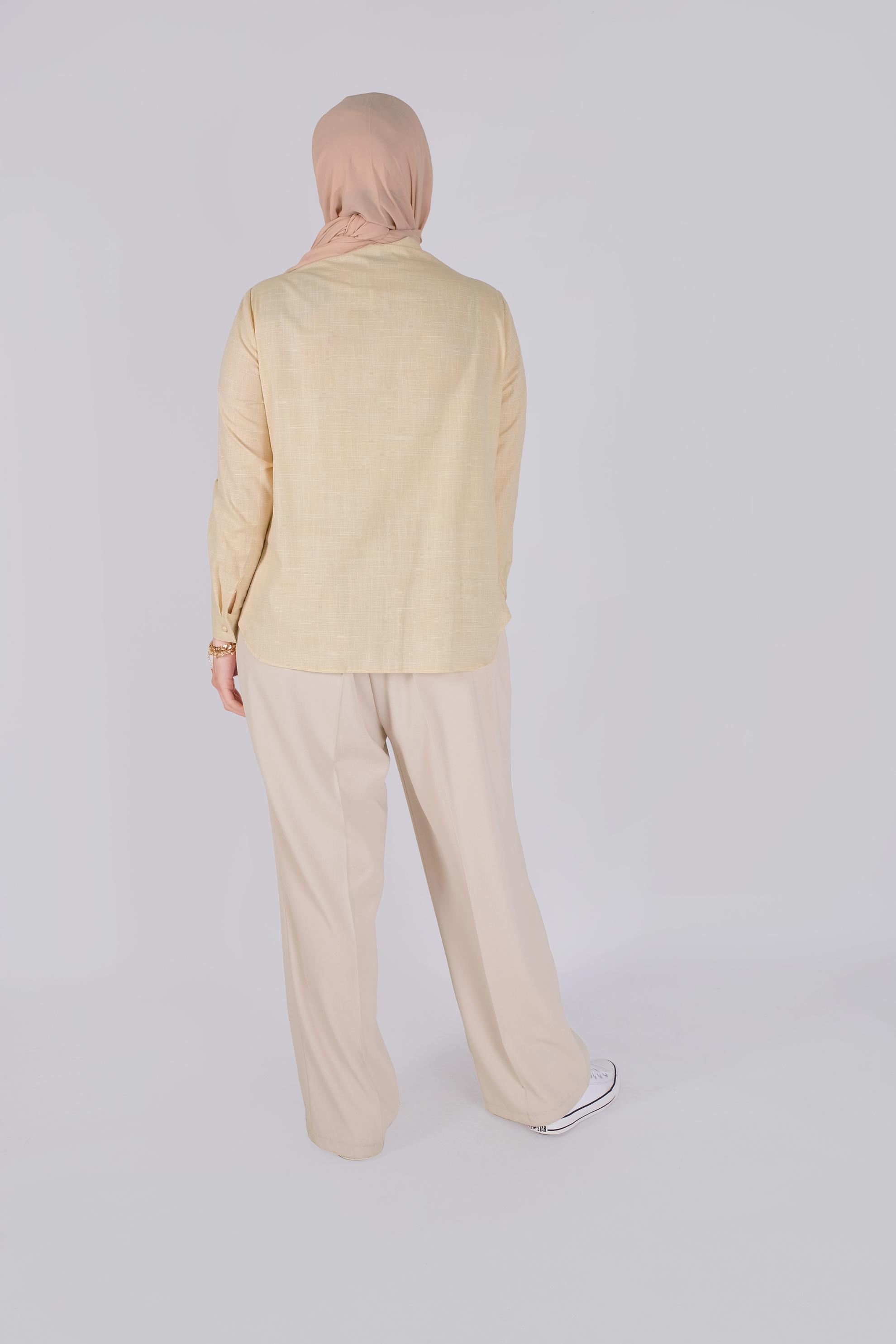 Tesettür giyim KAHVE PAMUKLU NAKIŞLI BLUZ 20048 