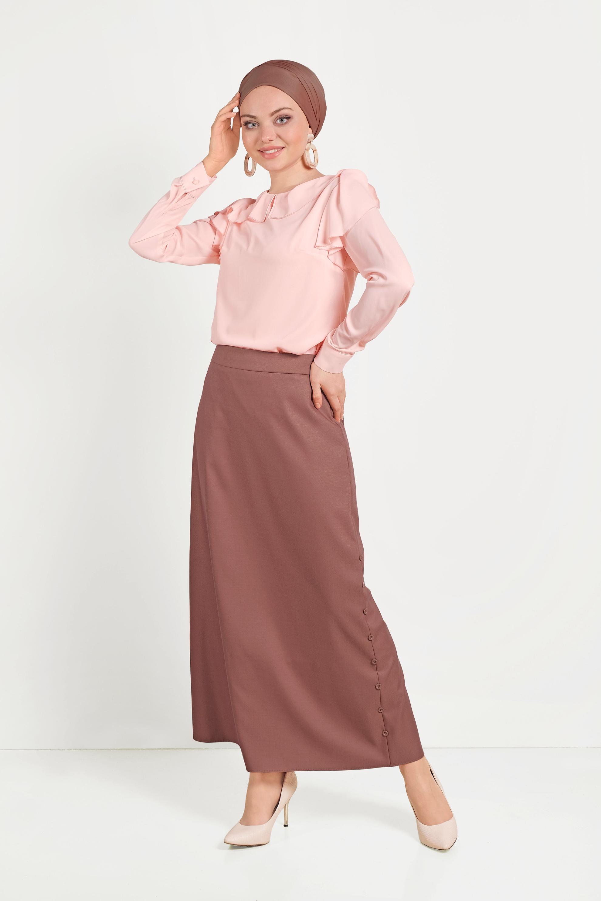Hijab clothing POWDER RUFFLED CHIFFON BLOUSE 40539