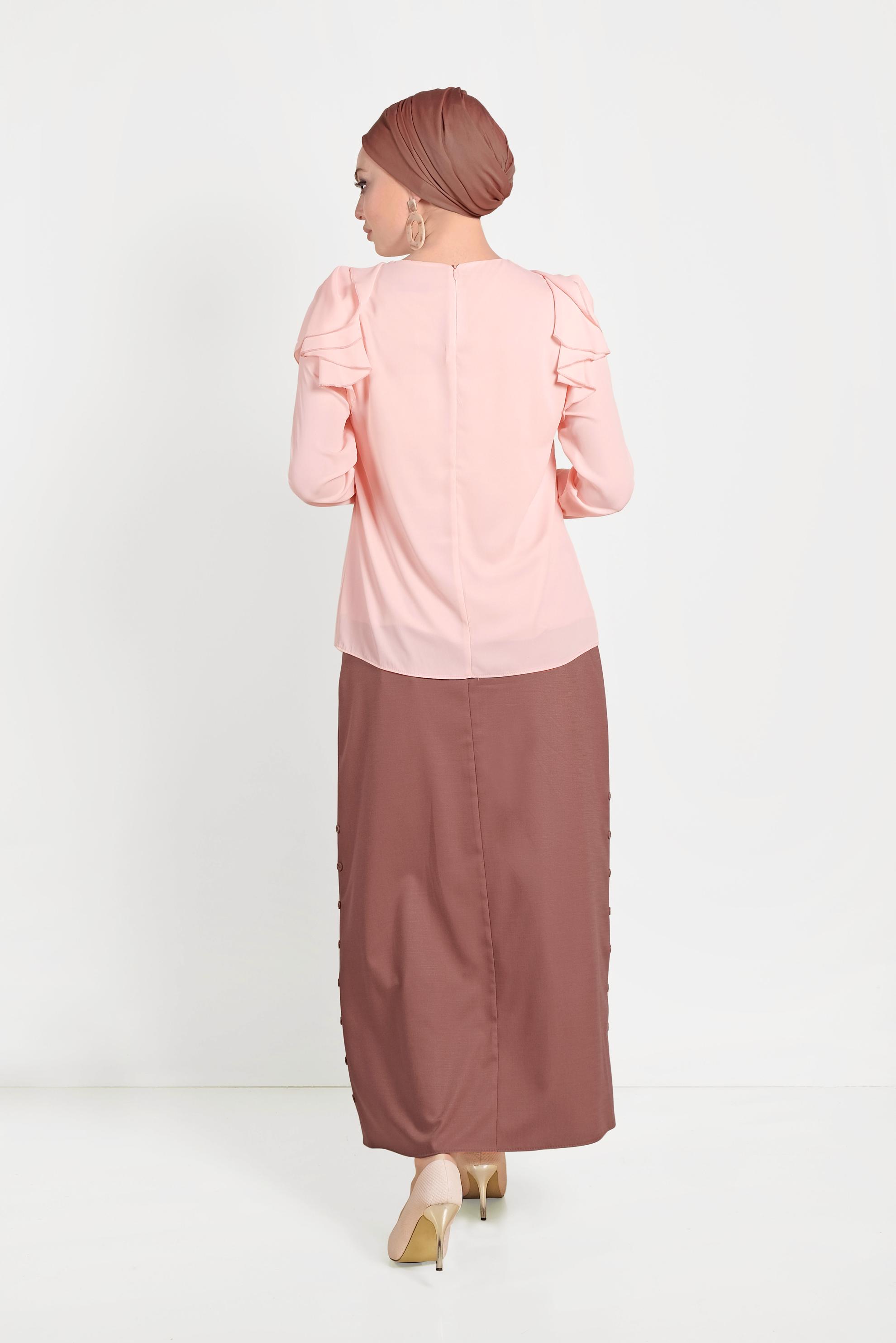 Hijab clothing POWDER RUFFLED CHIFFON BLOUSE 40539