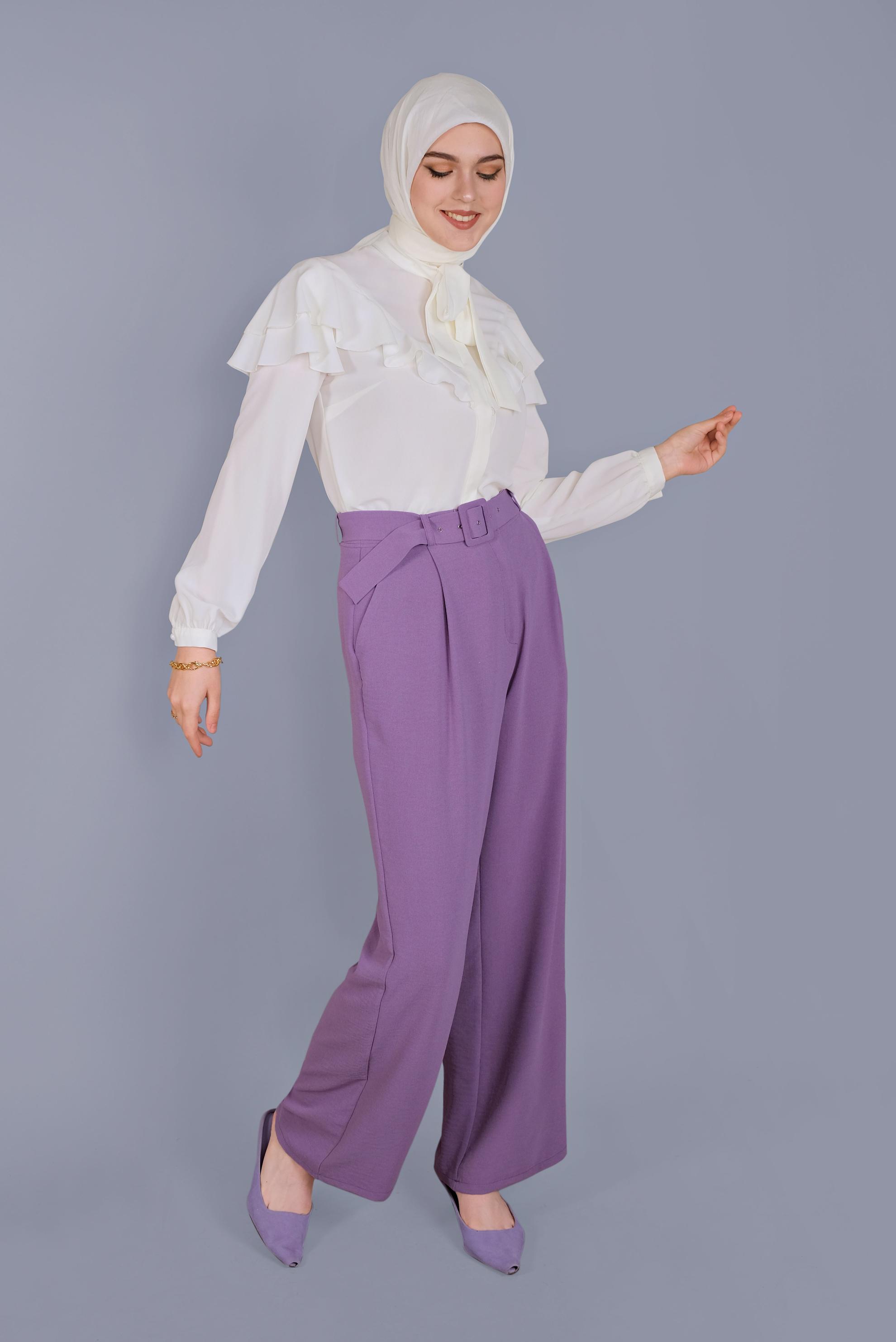 Tesettür giyim BEYAZ FIRFIRLI  BLUZ 40797 