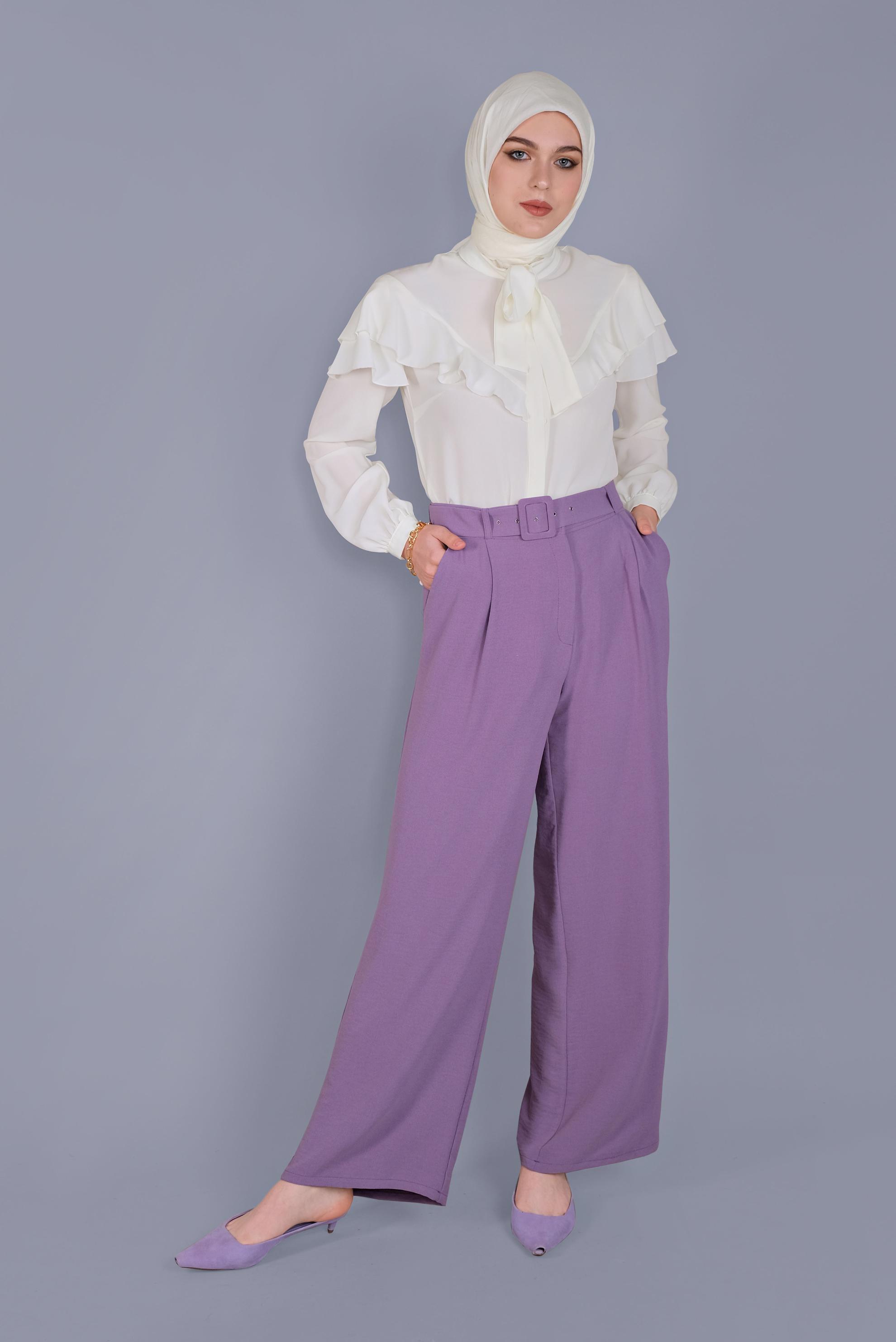 Tesettür giyim BEYAZ FIRFIRLI  BLUZ 40797 