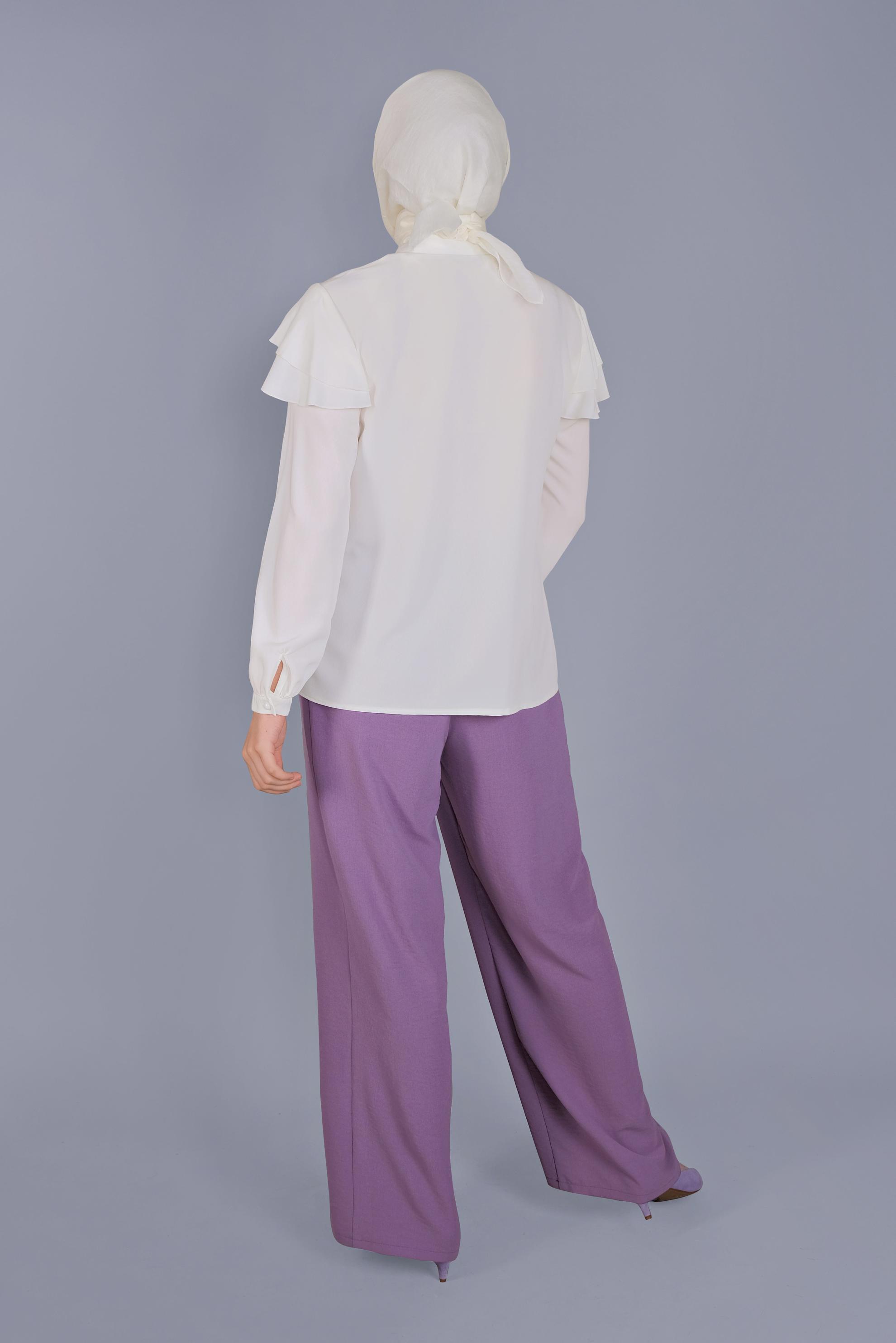 Tesettür giyim BEYAZ FIRFIRLI  BLUZ 40797 