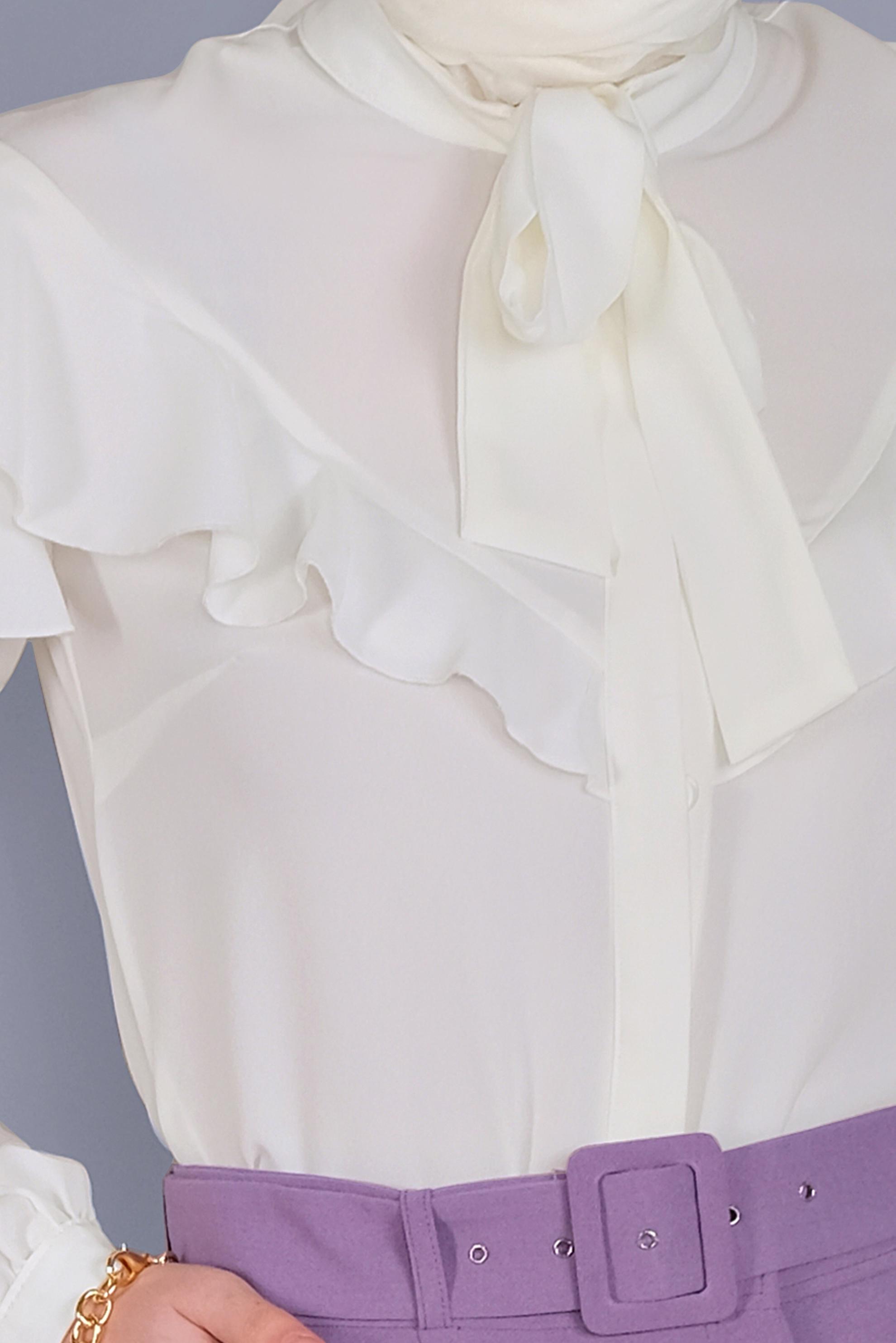 Tesettür giyim BEYAZ FIRFIRLI  BLUZ 40797 