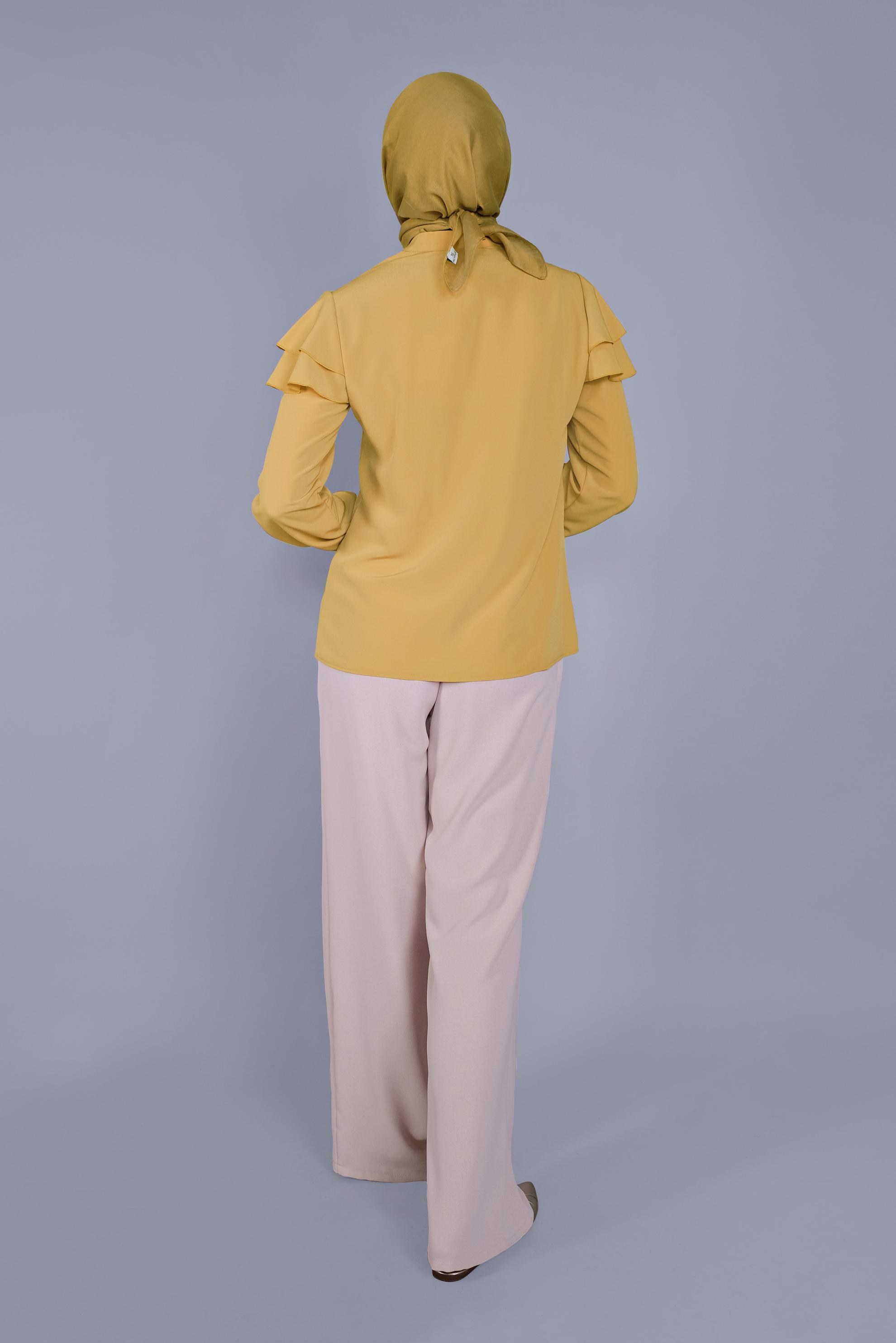 Tesettür giyim SARI FIRFIRLI  BLUZ 40797 