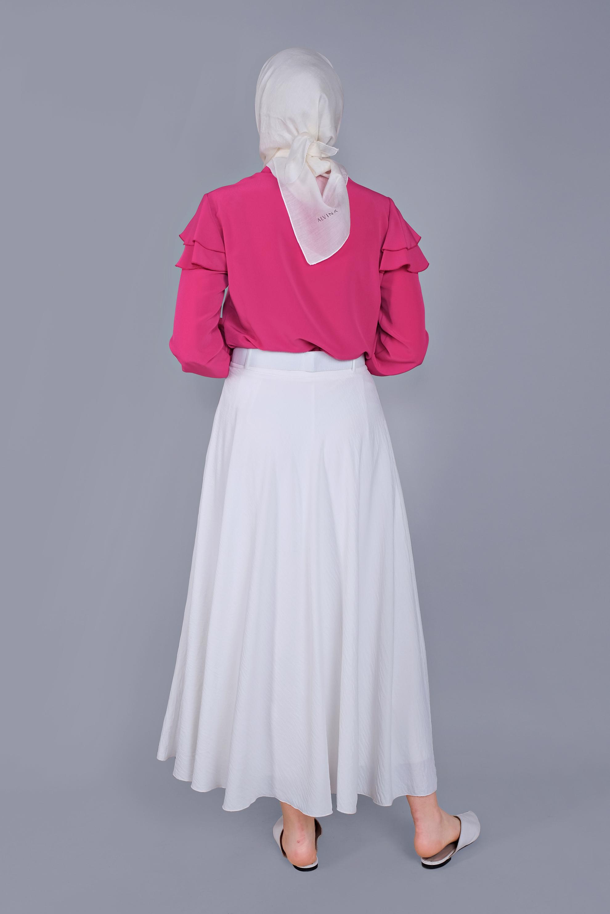 Tesettür giyim FUŞYA FIRFIRLI  BLUZ 40797 