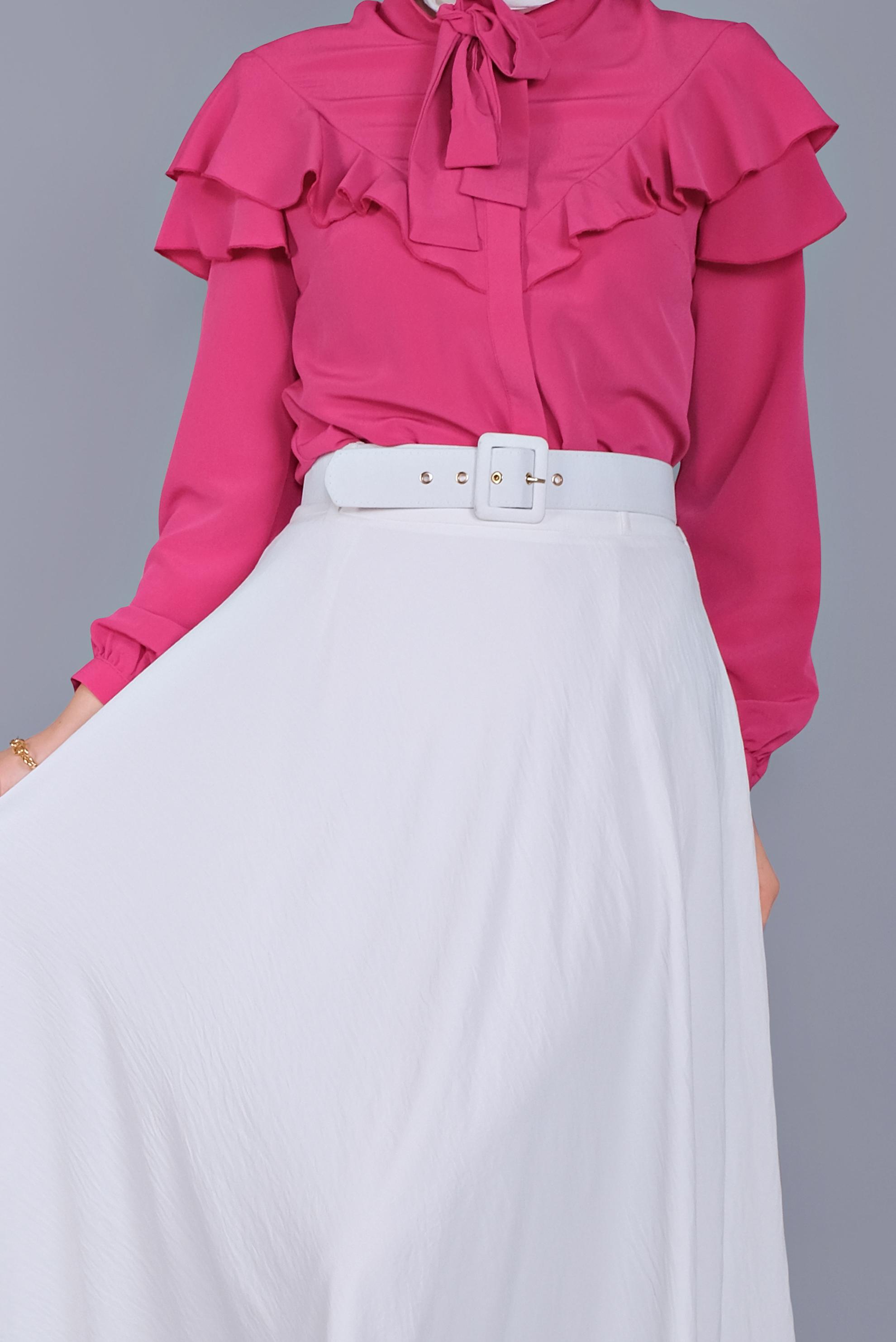 Tesettür giyim FUŞYA FIRFIRLI  BLUZ 40797 