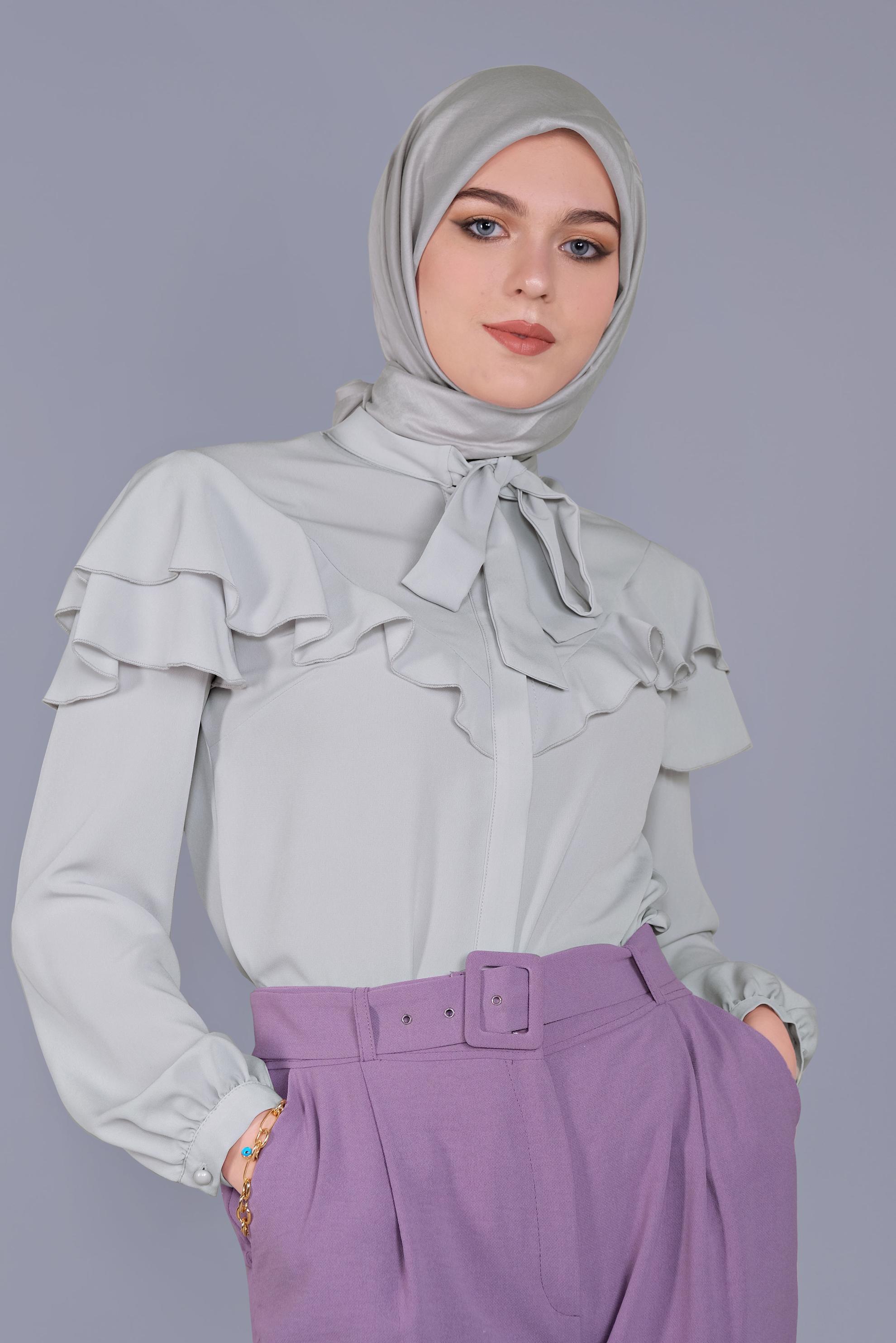 Tesettür giyim GÜMÜŞ FIRFIRLI  BLUZ 40797 