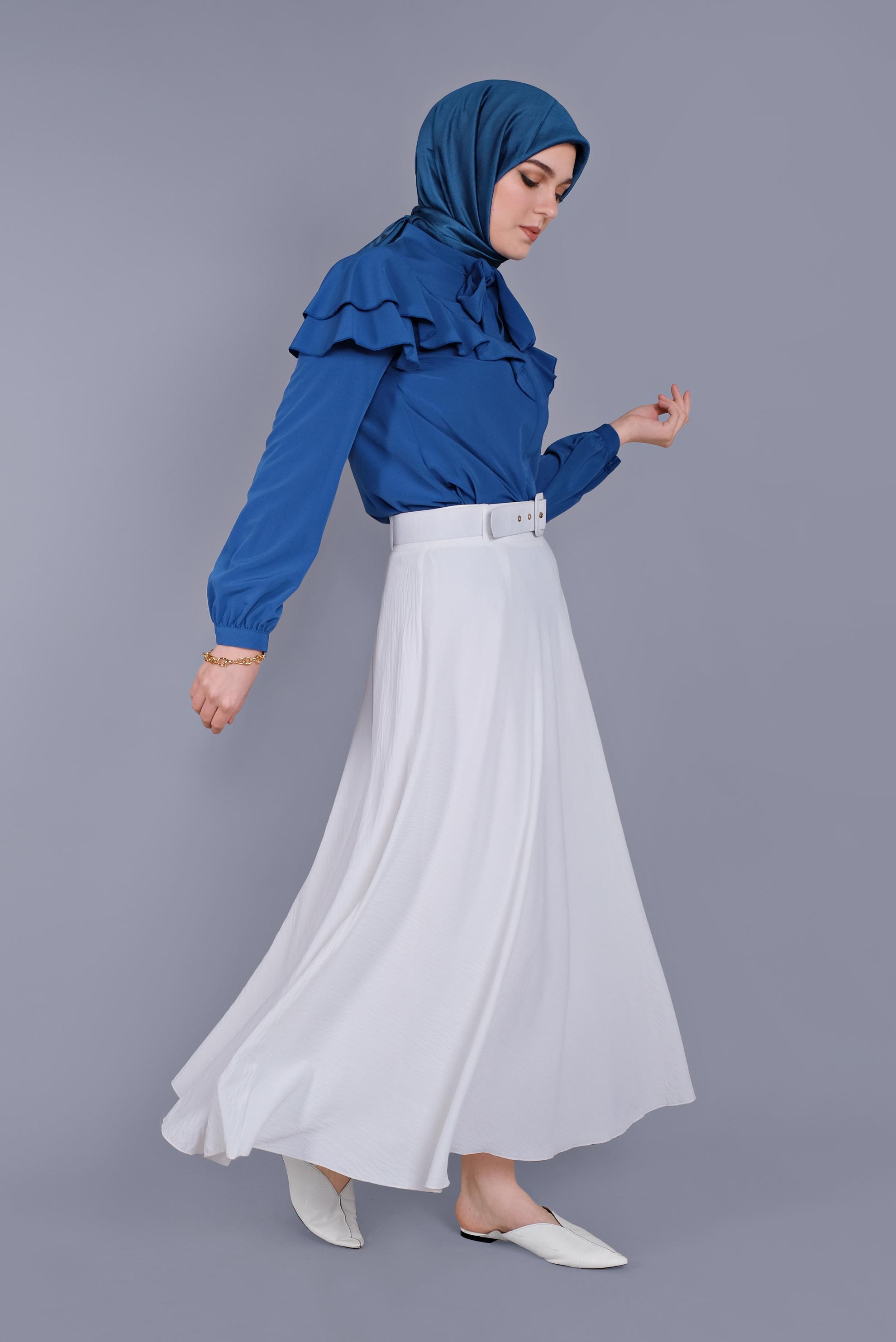 Tesettür giyim LACİVERT FIRFIRLI  BLUZ 40797 