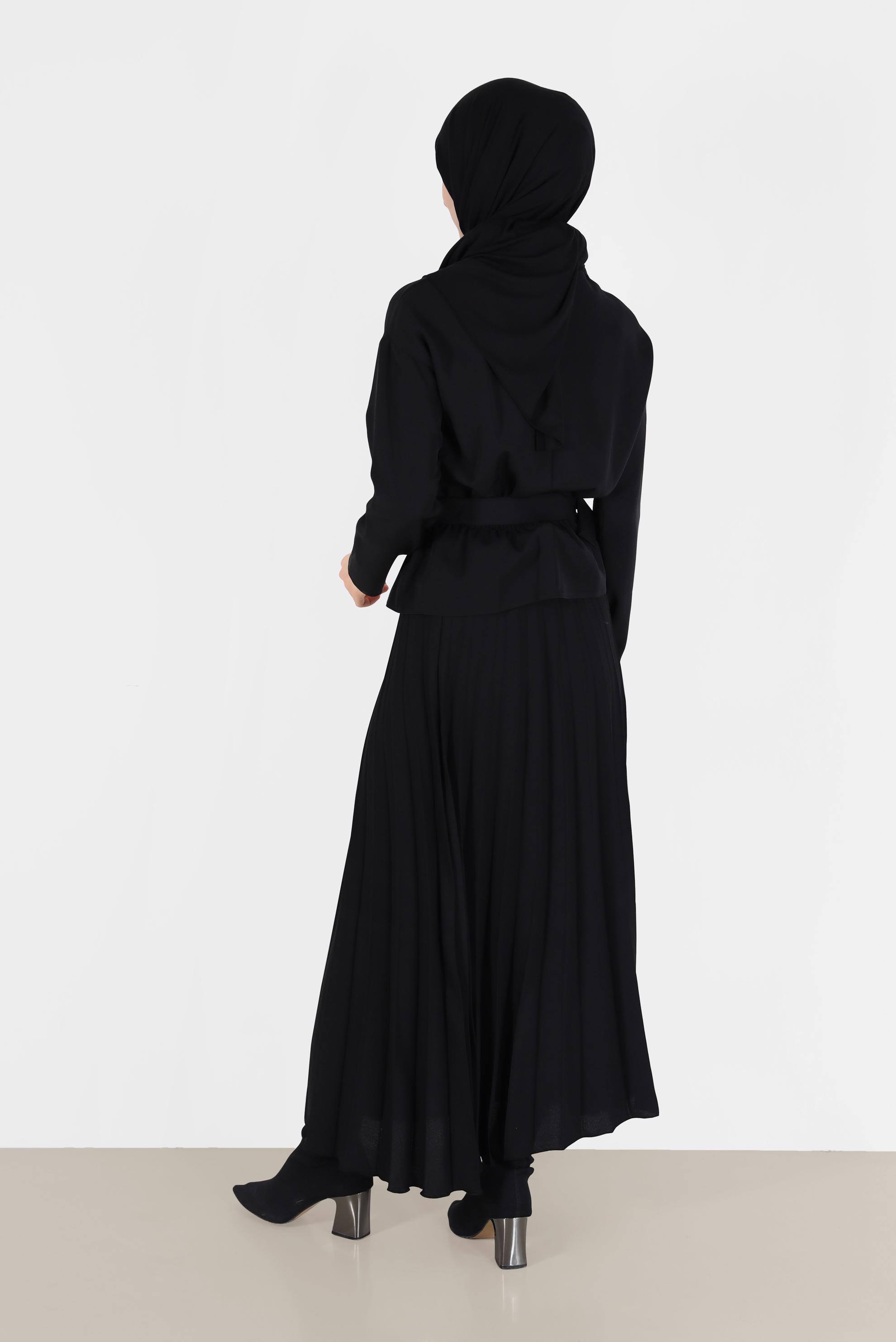 Vêtements hijab NOIR CHEMISIER À CEINTURE 40891