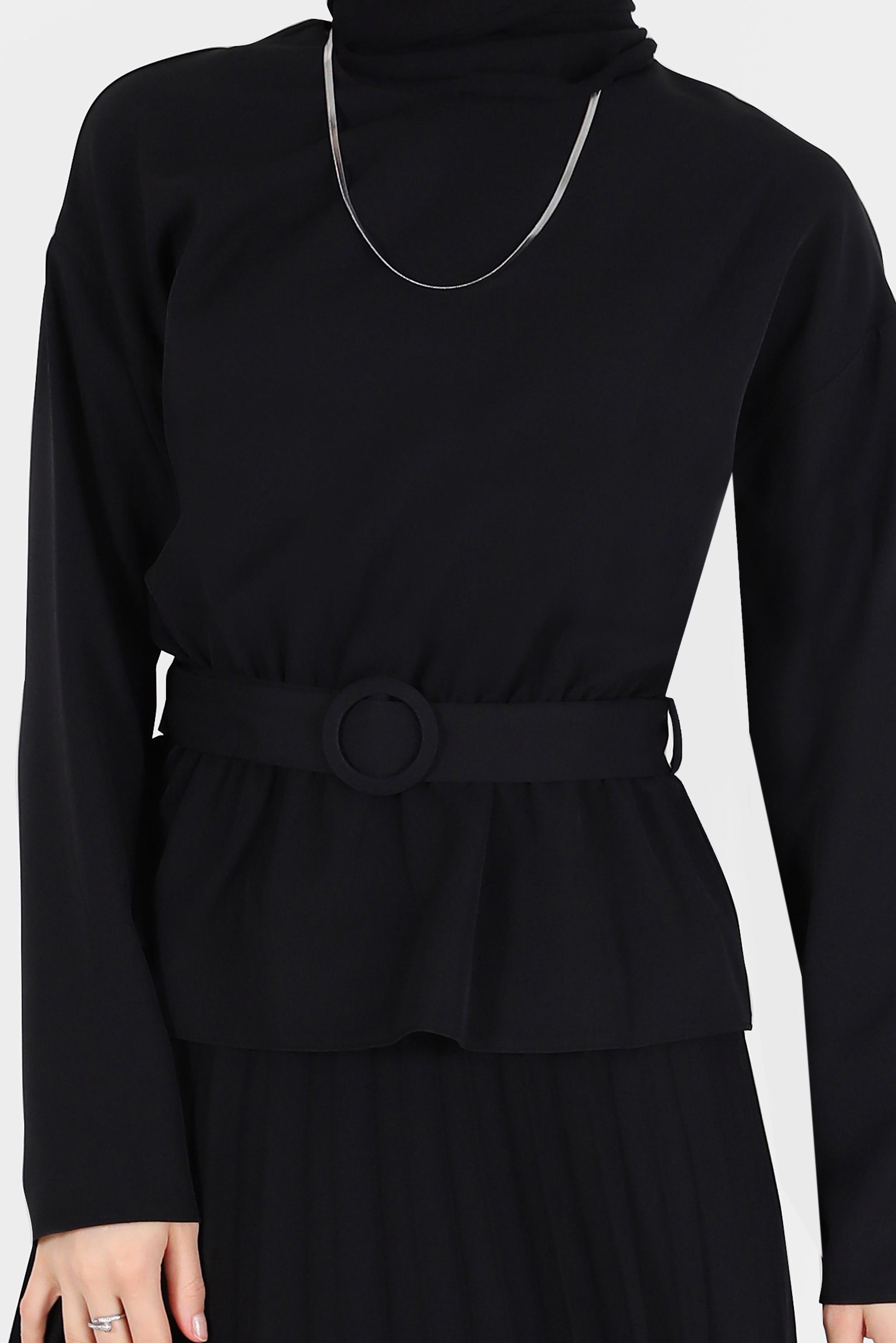 Vêtements hijab NOIR CHEMISIER À CEINTURE 40891