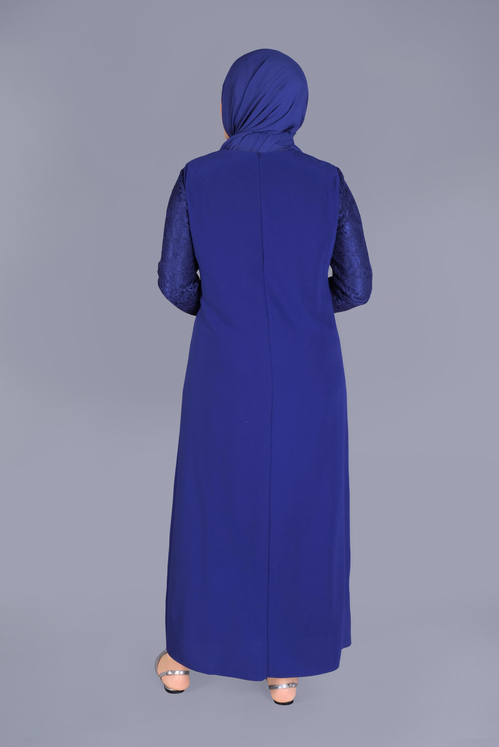 Hijab clothing NAVY BLUE LACY EMBELLISHED DRESS 20024 