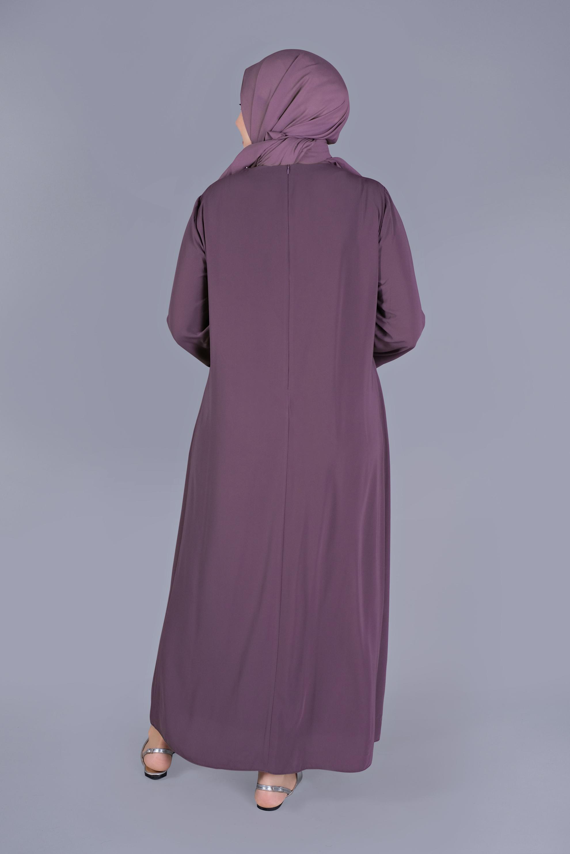 Tesettür giyim MOR UZUN ELBİSE 20053