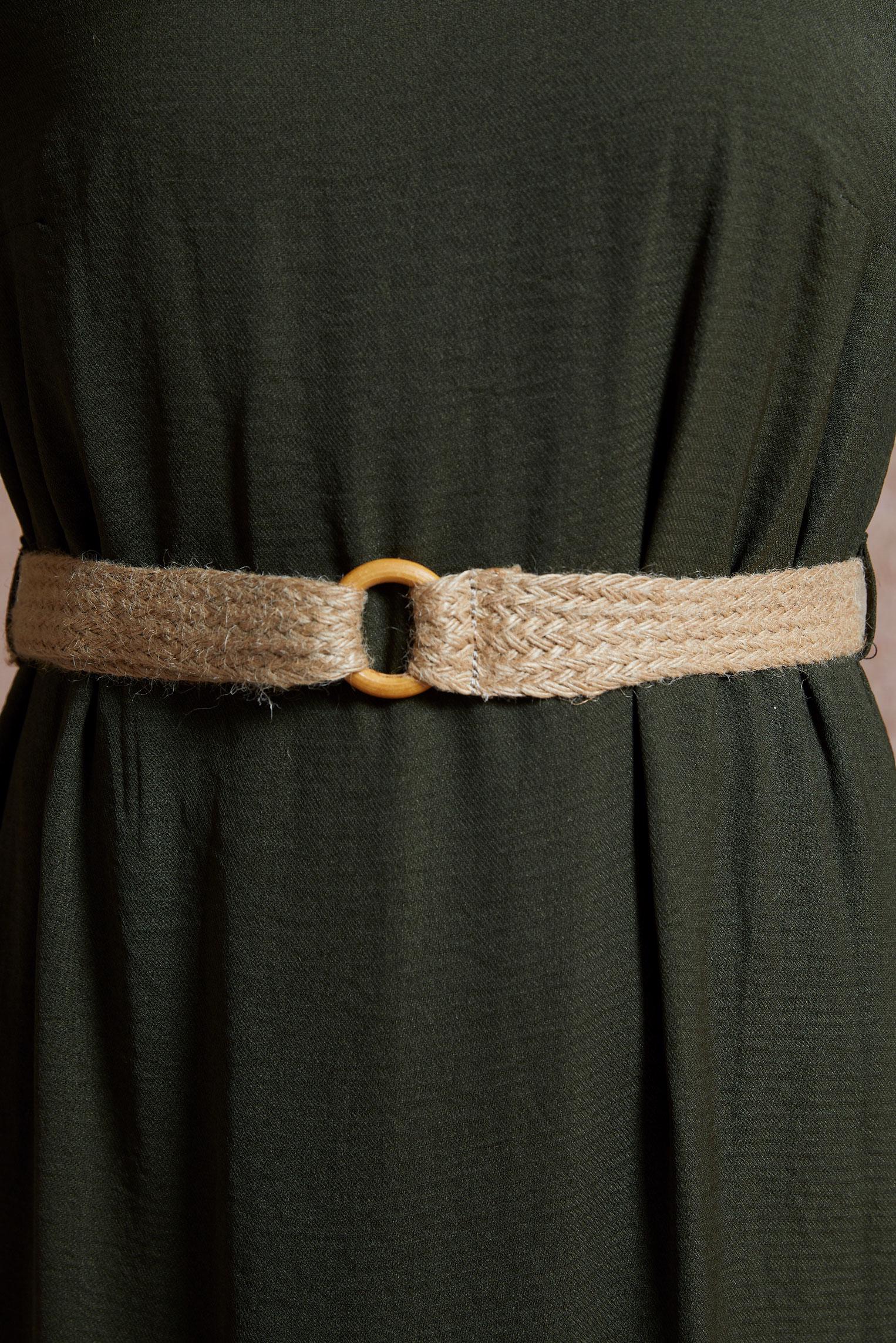 Tesettür giyim HAKİ VOLAN DETAYLI TESETTÜR ELBİSE 40464-1