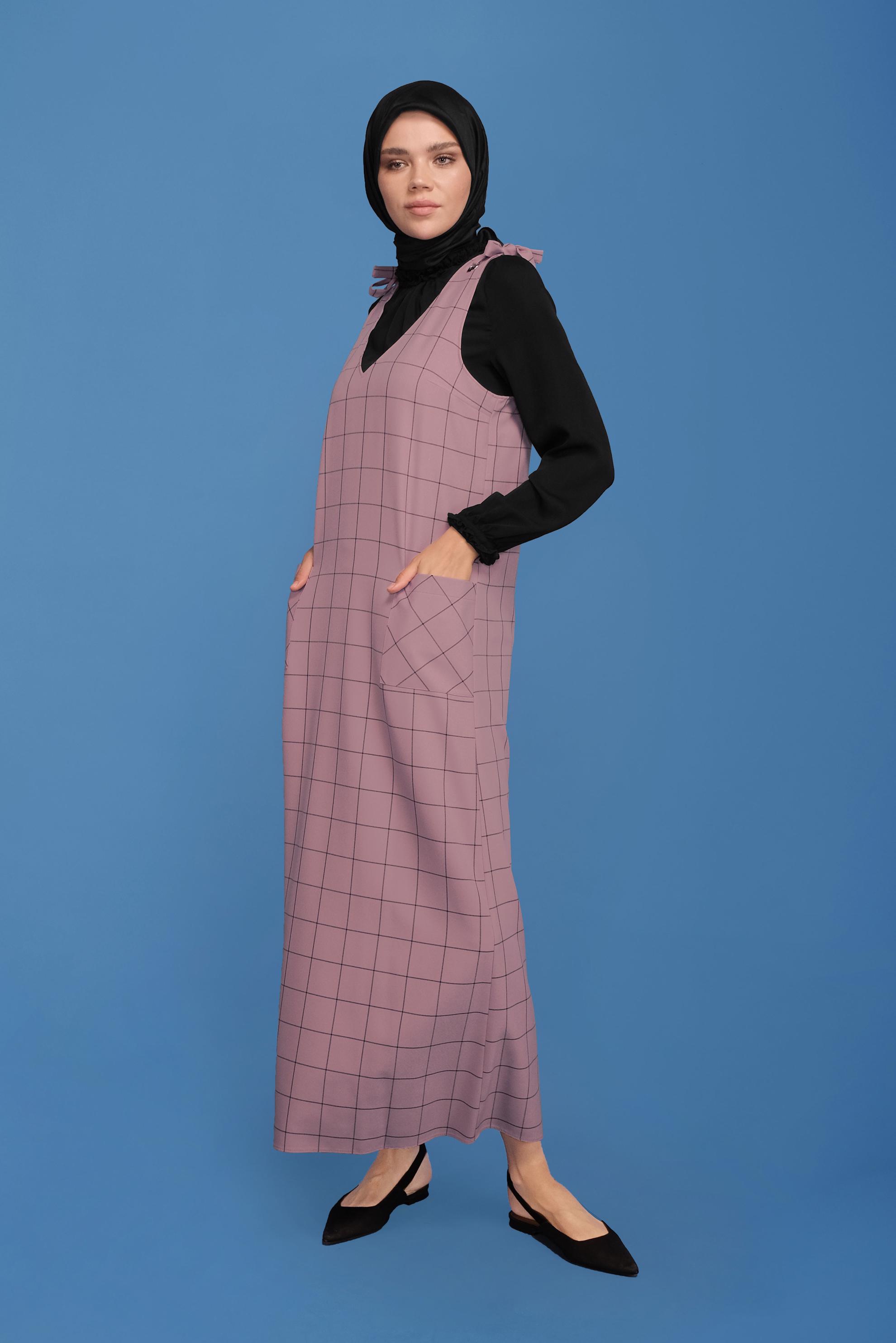 Tesettür giyim PUDRA OMUZ DETAYLI CEPLİ JİLE 40832