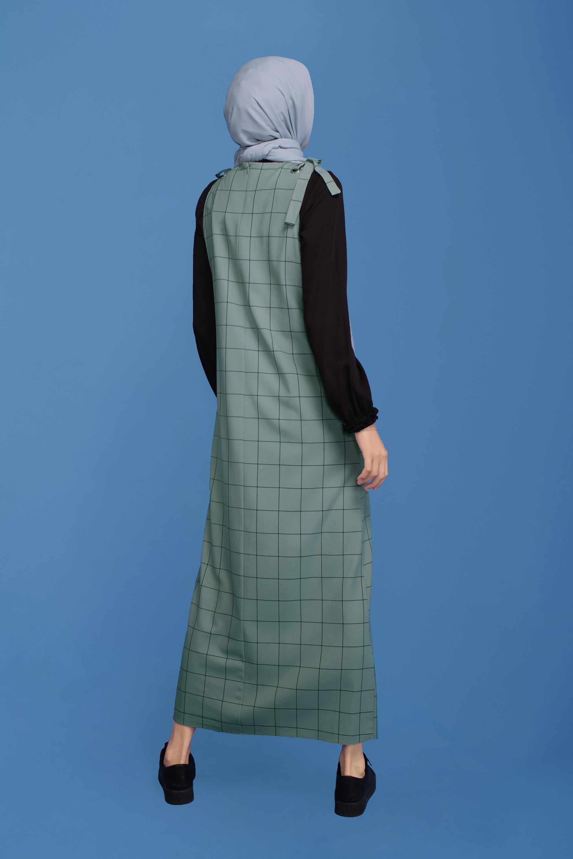 Tesettür giyim YEŞİL OMUZ DETAYLI CEPLİ JİLE 40832