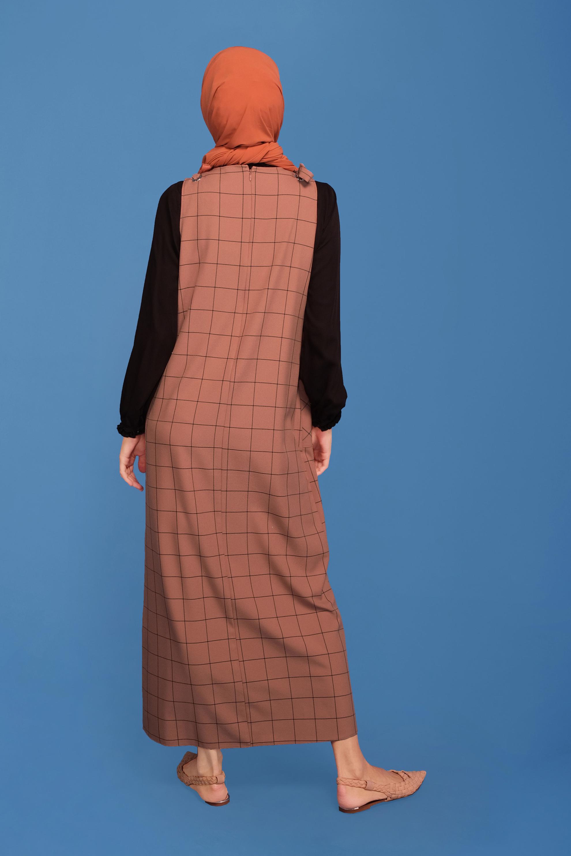 Tesettür giyim KAHVE OMUZ DETAYLI CEPLİ JİLE 40832