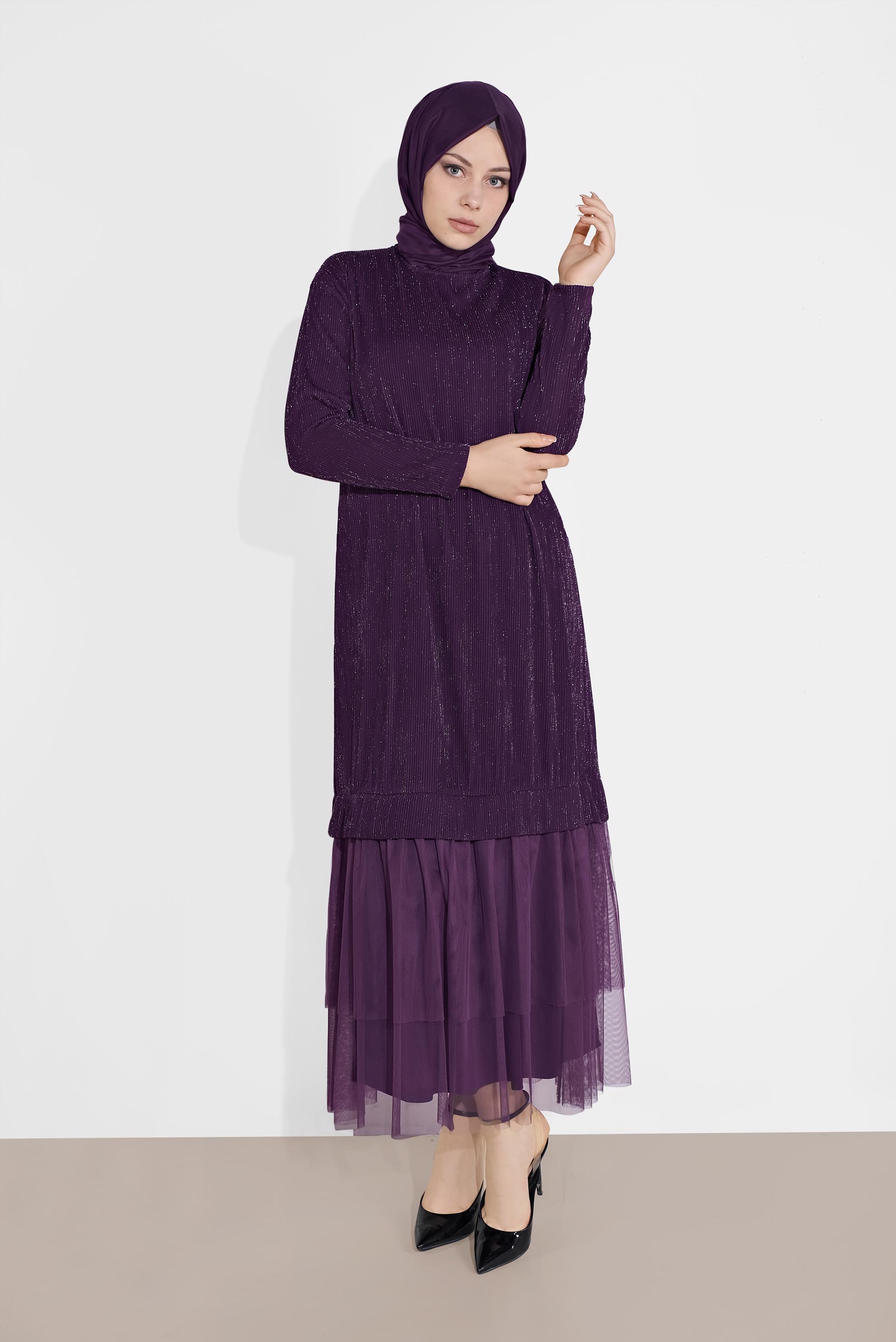 Tesettür giyim MOR 4443 SİMAY ELBİSE 38/46 TEK40