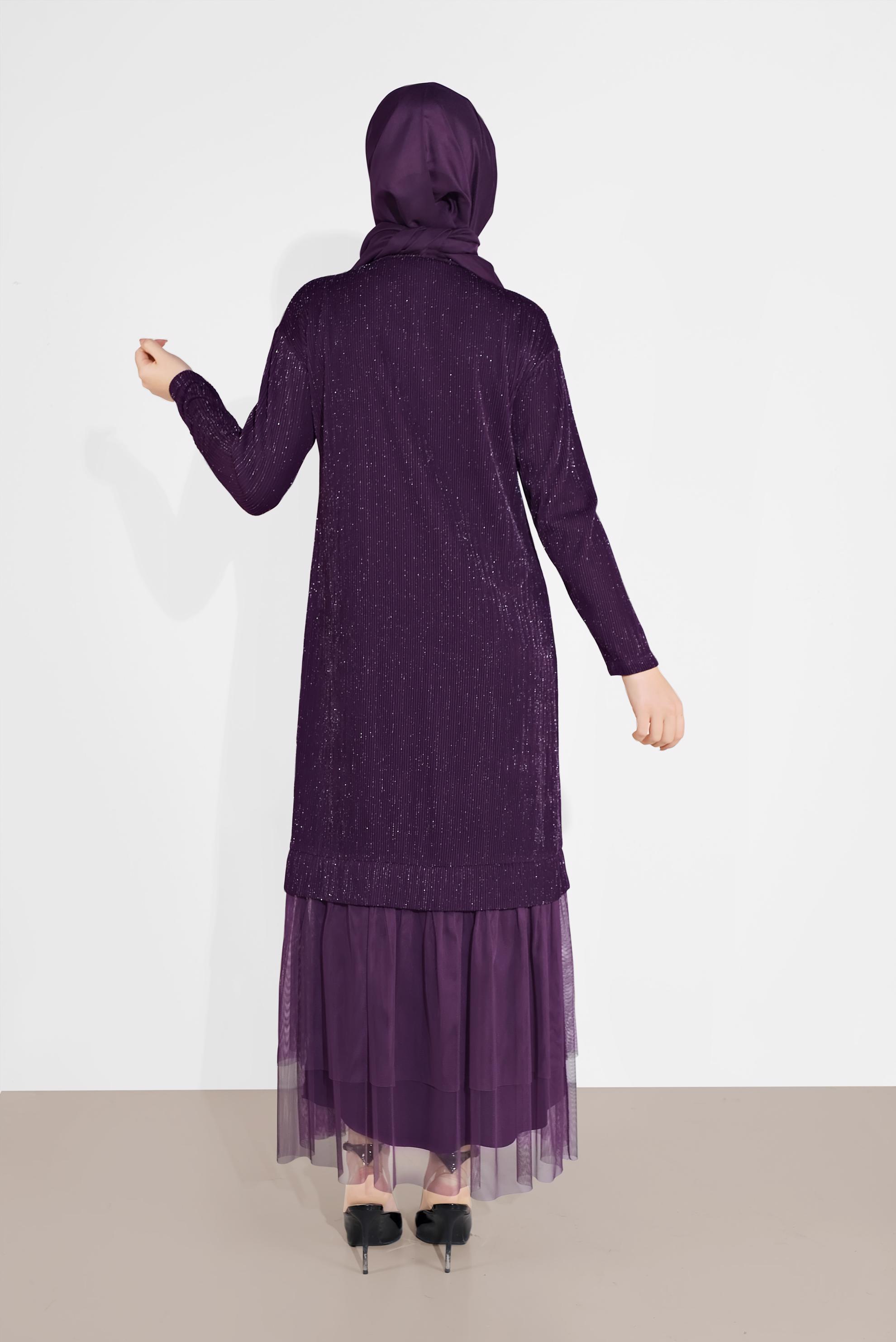 Tesettür giyim MOR 4443 SİMAY ELBİSE 38/46 TEK40