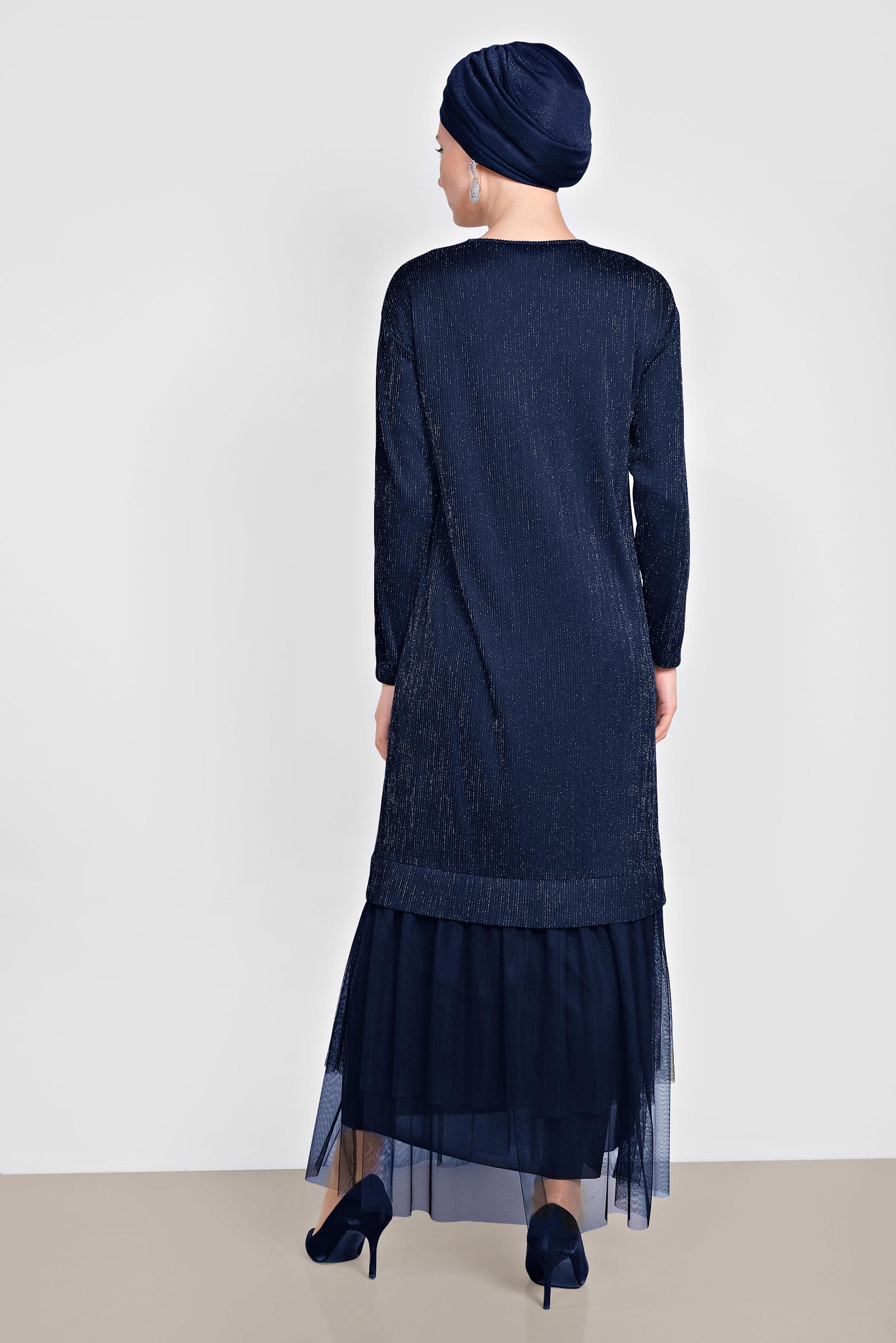 Tesettür giyim LACİVERT 4443 SİMAY ELBİSE 38/46 TEK40