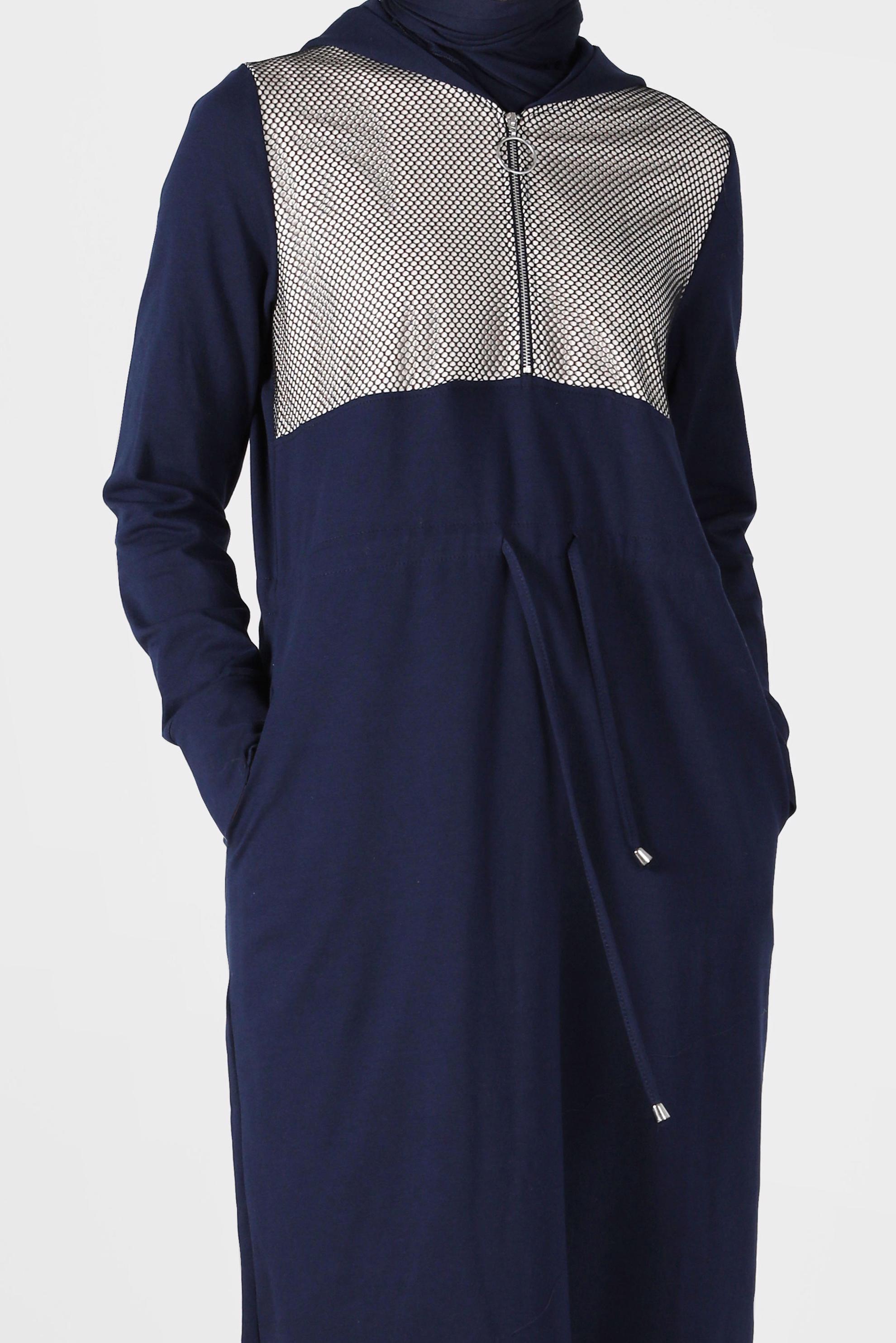 Hijab clothing NAVY BLUE MESH TRACKSUIT DRESS 40654 