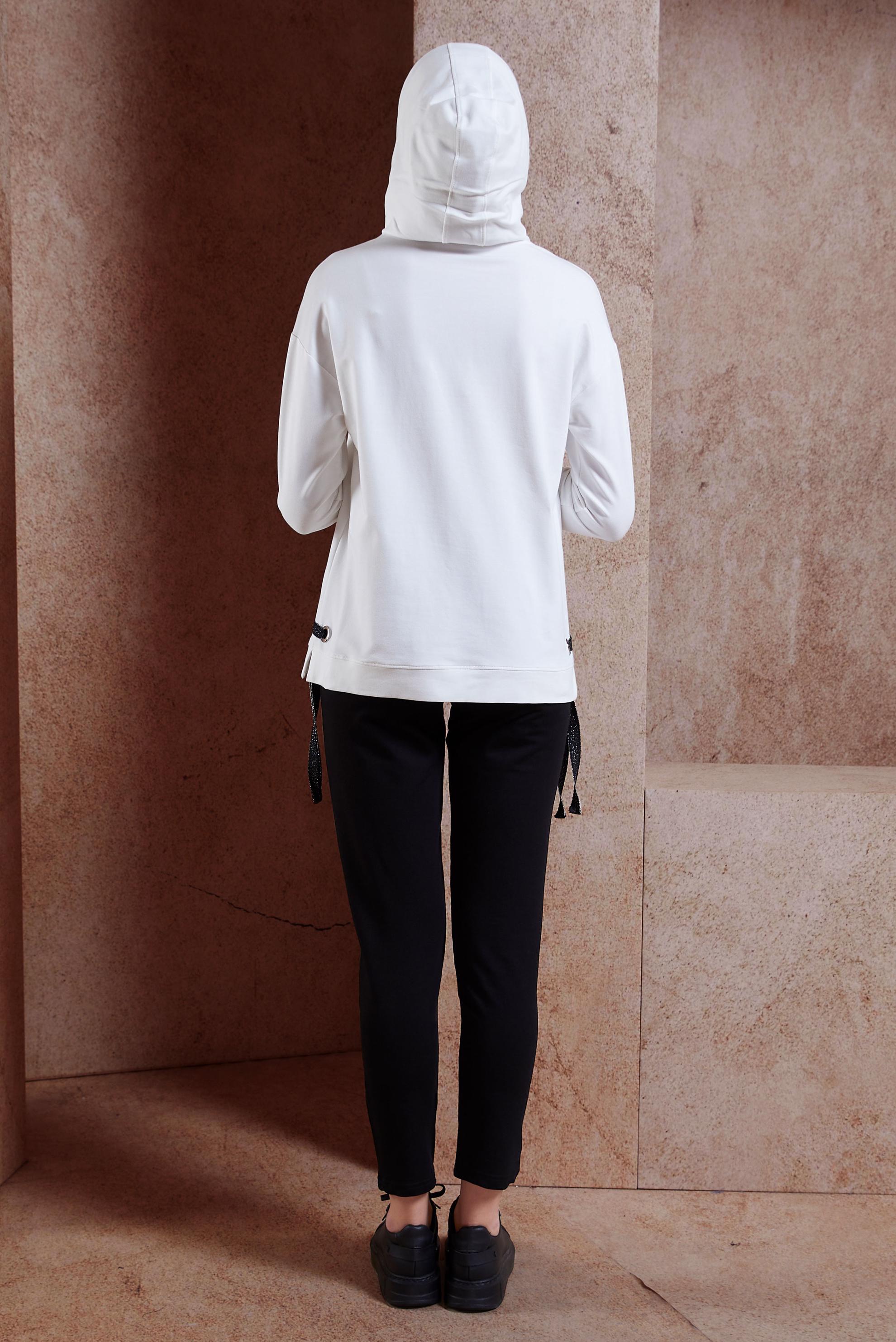 Tesettür giyim BEYAZ BAĞCIK DETAYLI EŞOFMAN TUNİK 4067