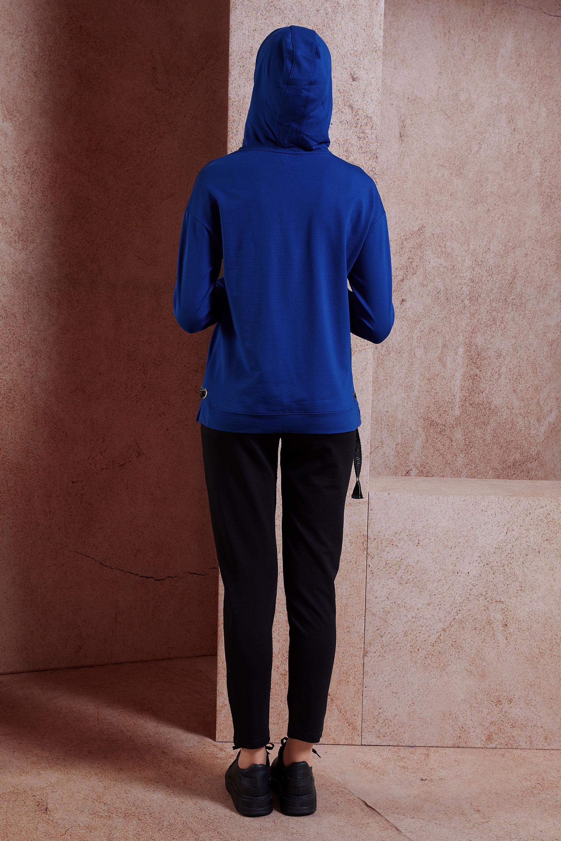 Tesettür giyim LACİVERT BAĞCIK DETAYLI EŞOFMAN TUNİK 4067