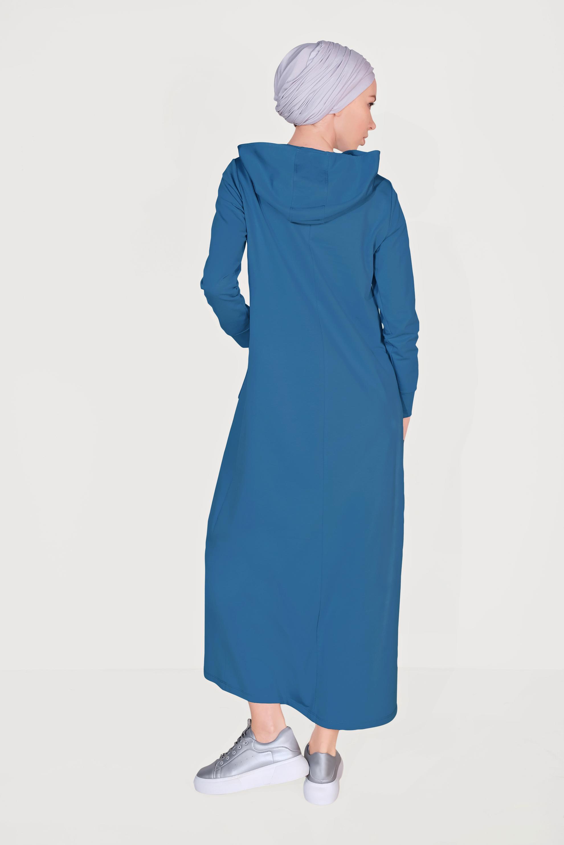 Tesettür giyim LACİVERT YAZI BASKILI EŞOFMAN ELBİSE 40684 