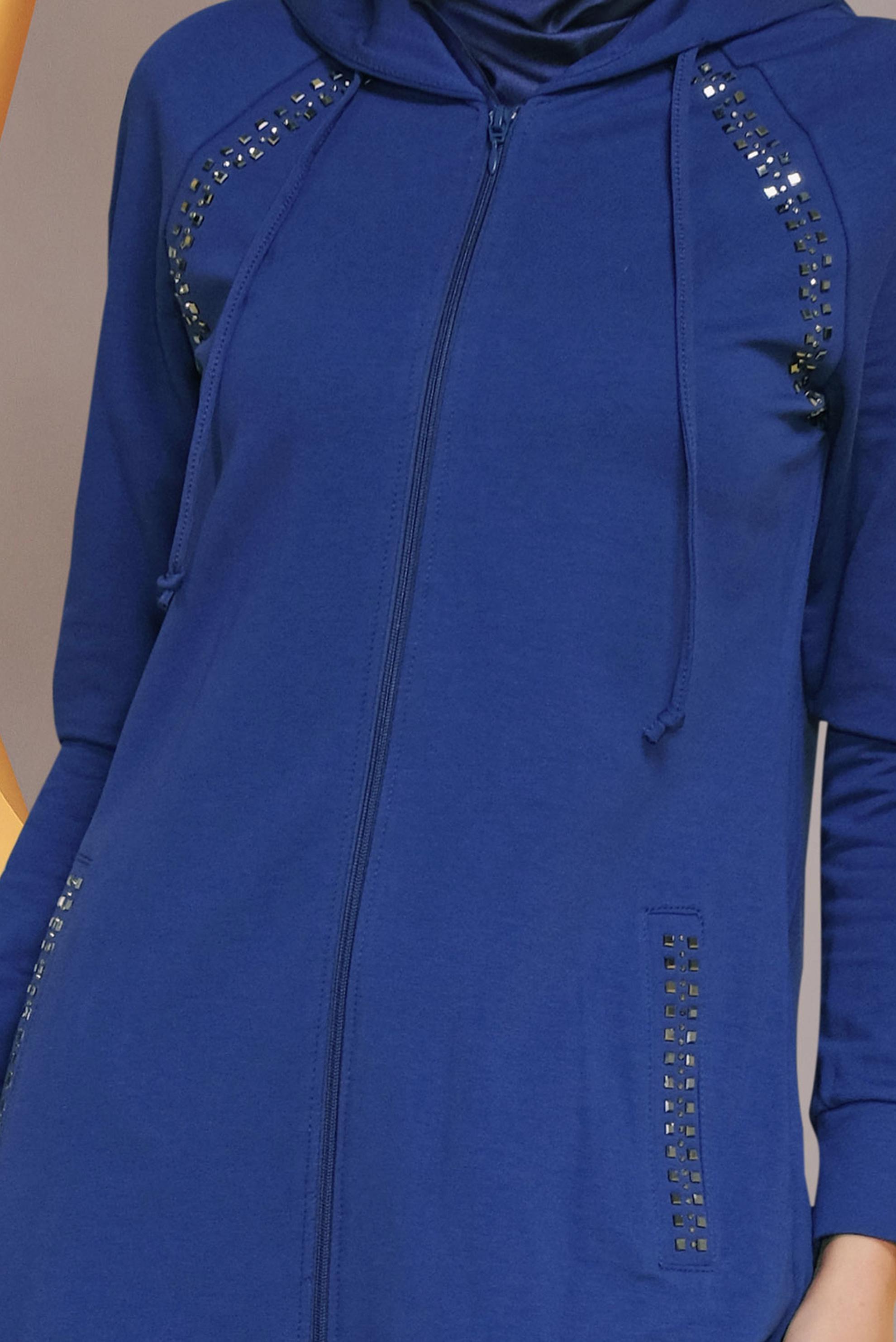 Tesettür giyim LACİVERT TAŞ BASKILI EŞOFMAN TUNİK 40721	