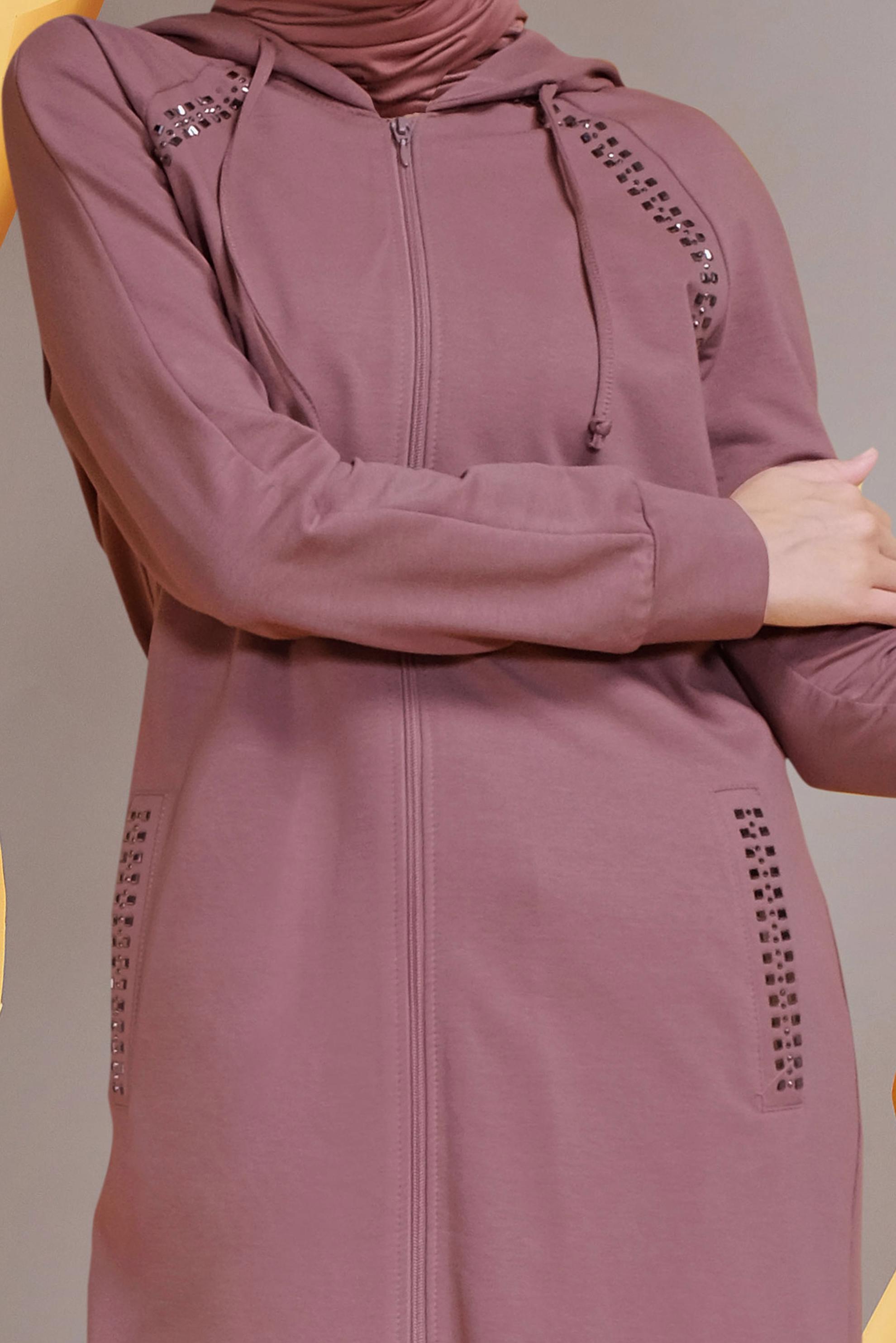 Tesettür giyim PEMBE TAŞ BASKILI EŞOFMAN TUNİK 40721	