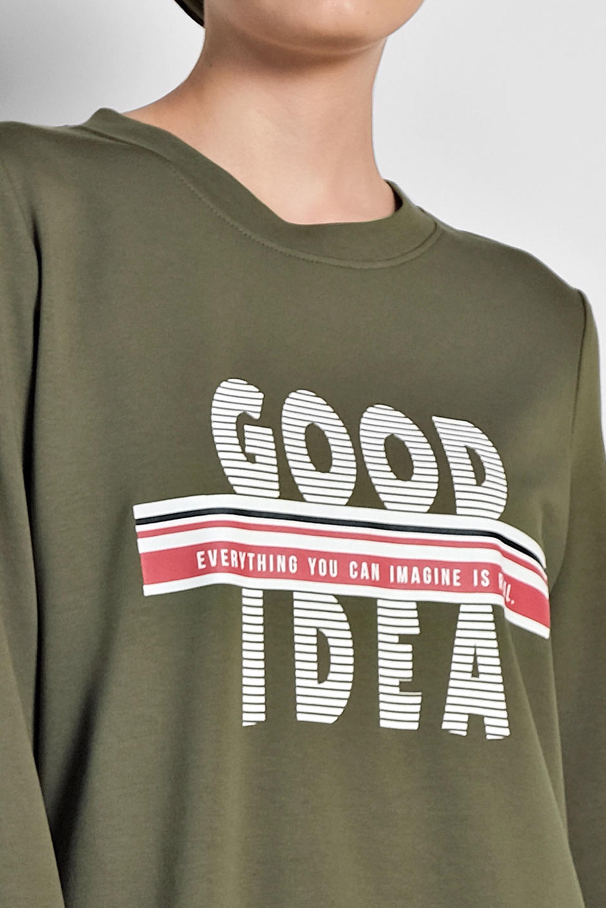 Tesettür giyim HAKİ YANDAN DÜĞME DETAYLI SPOR TUNİK 4896	