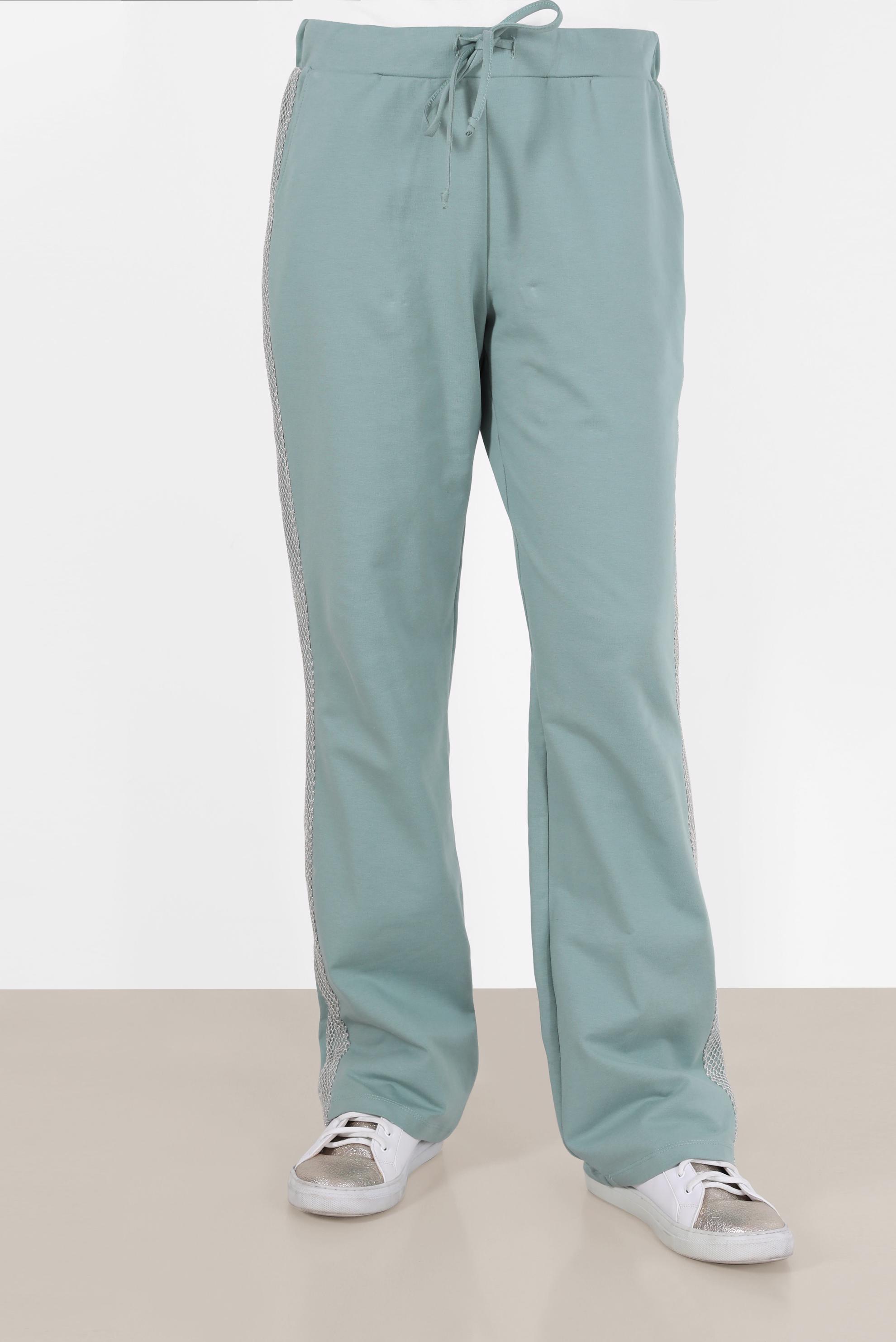 Tesettür giyim YEŞİL PAMUKLU ŞERİT DETAYLI EŞOFMAN ALTI 7602 