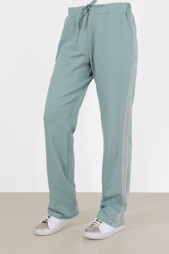 Vêtements hijab VERT DESSOUS SURVÊTEMENT EN COTON AVEC DÉTAILLES-BANDES 7602 - ALVİNA