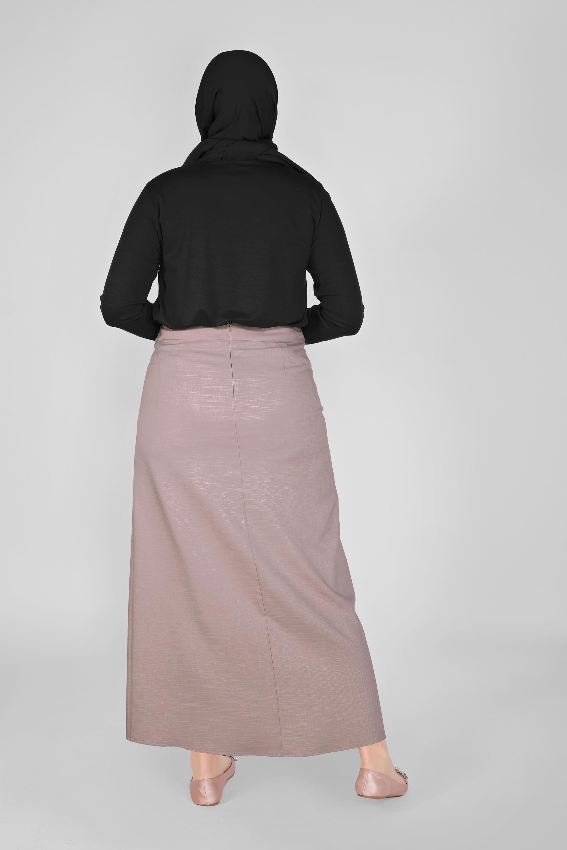 Tesettür giyim PUDRA ZİNCİR DETAYLI ETEK 60083