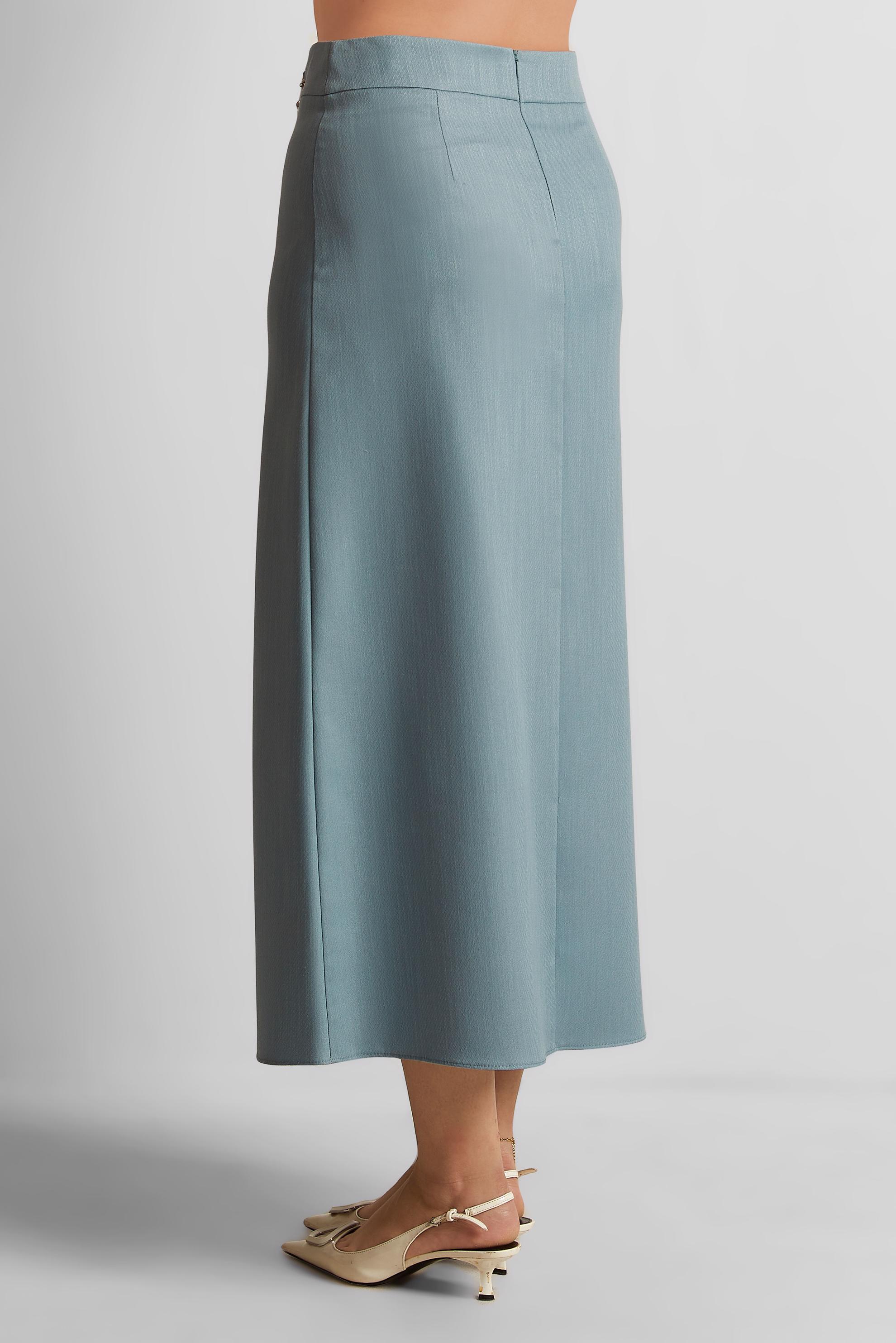 Tesettür giyim MAVİ ZİNCİR DETAYLI ETEK 60083